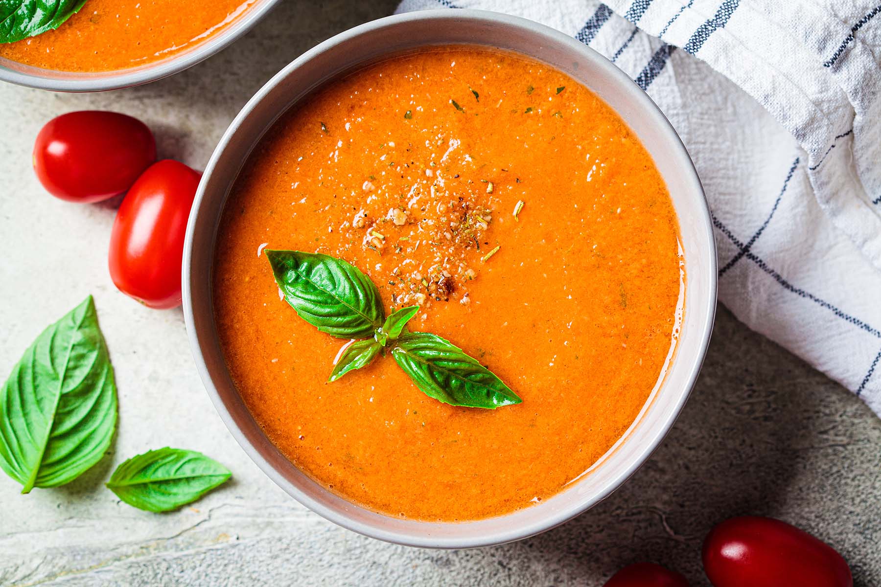 a bowl of tomato soup