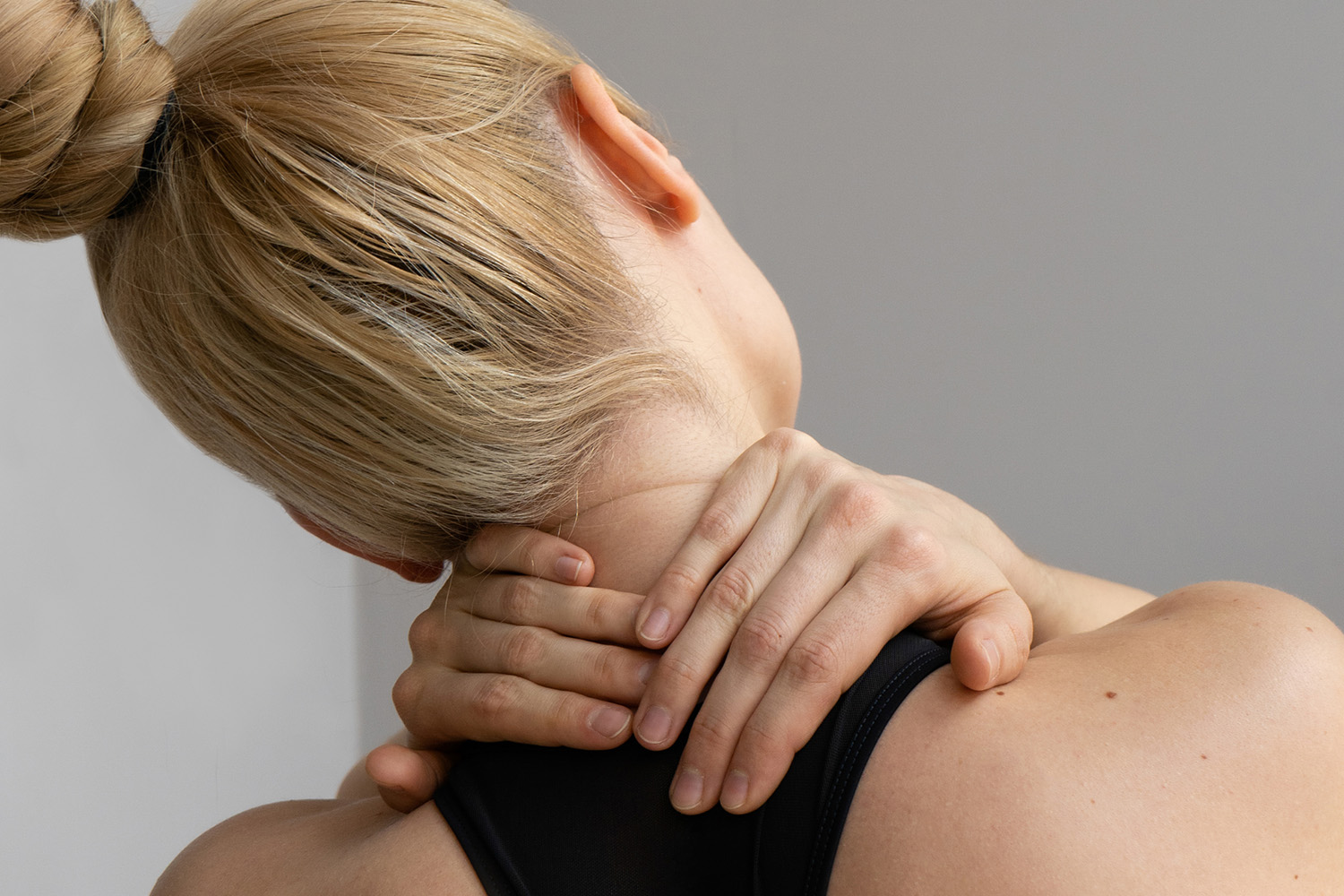 a woman stretching out her neck