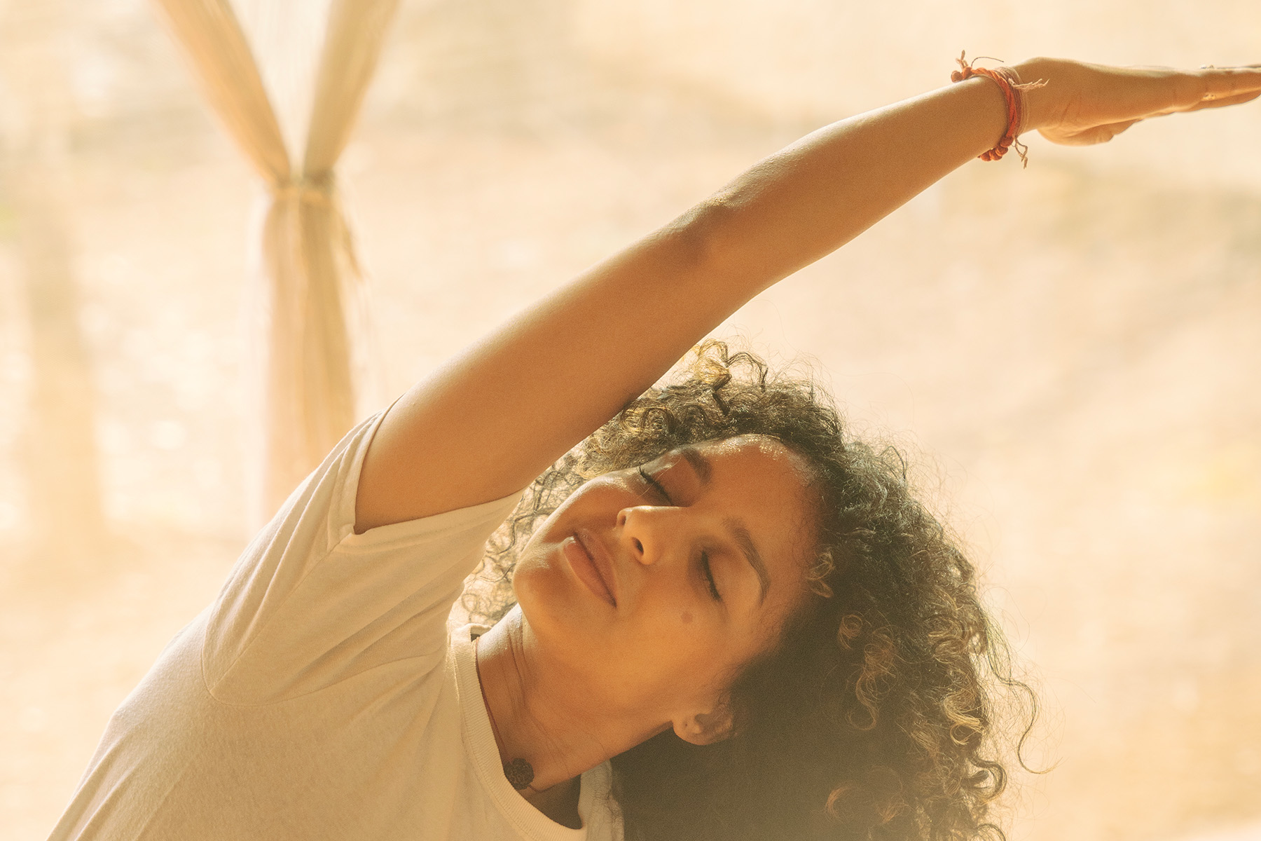 a woman stretching