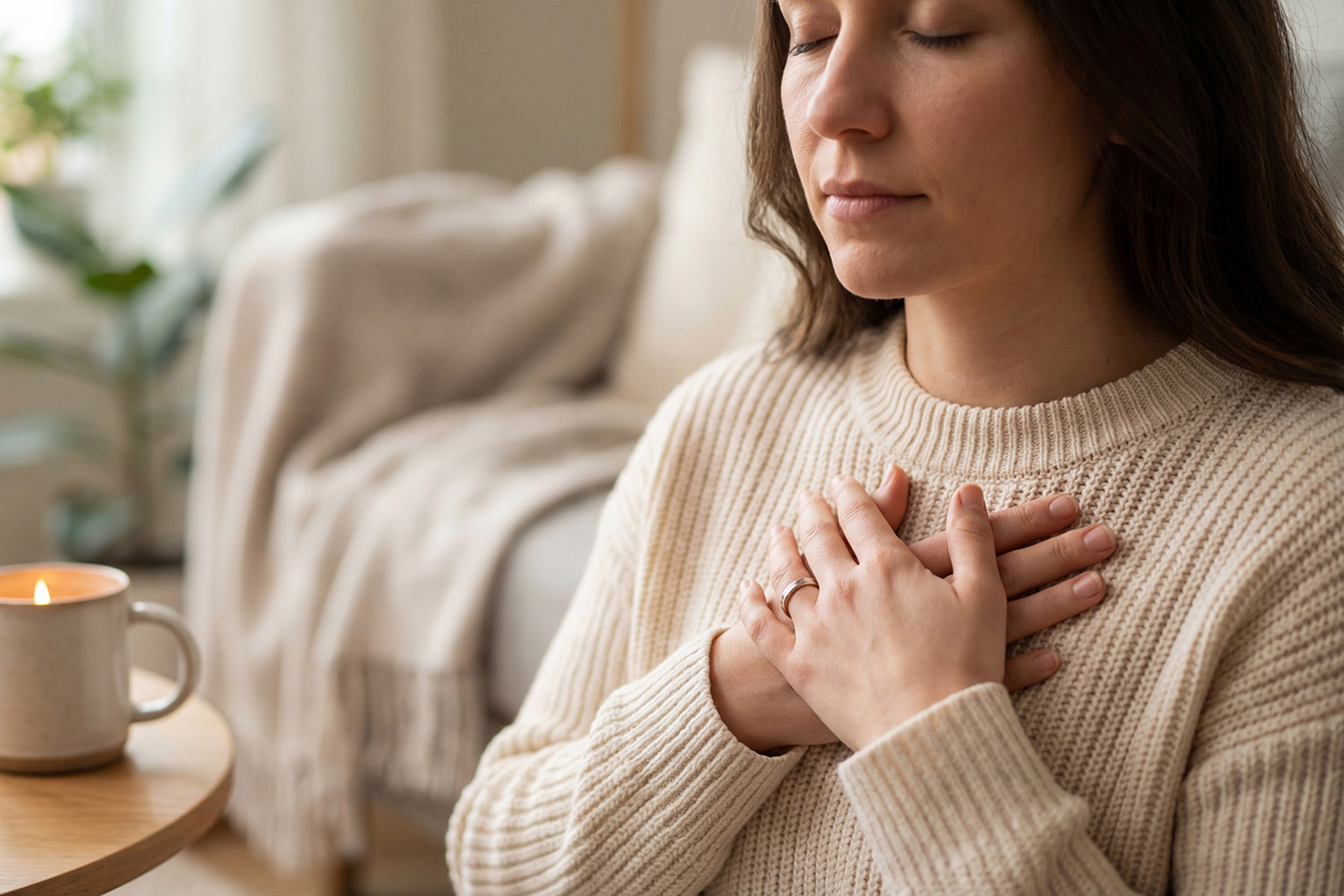 a woman meditating