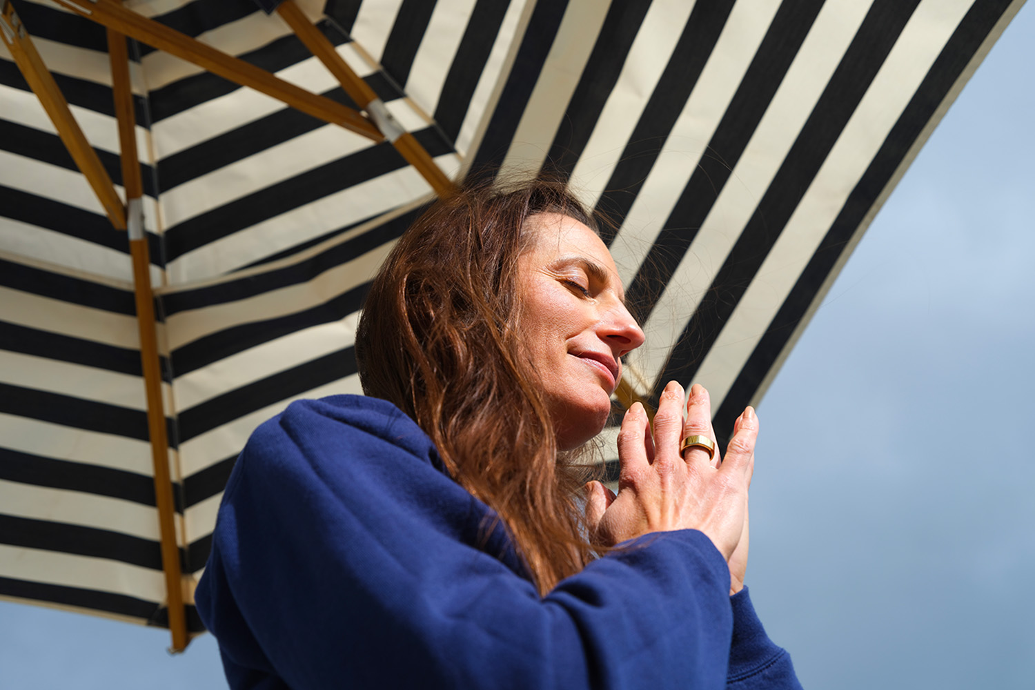 a woman meditating
