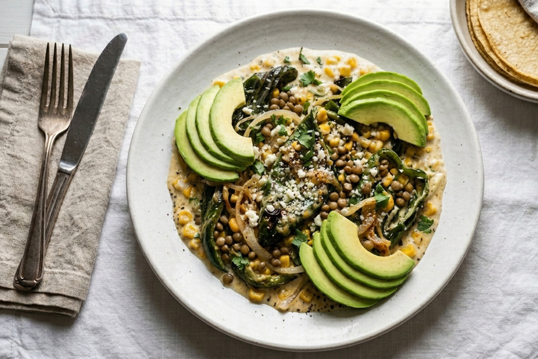 A Plate with Hearty Lentil Rajas 