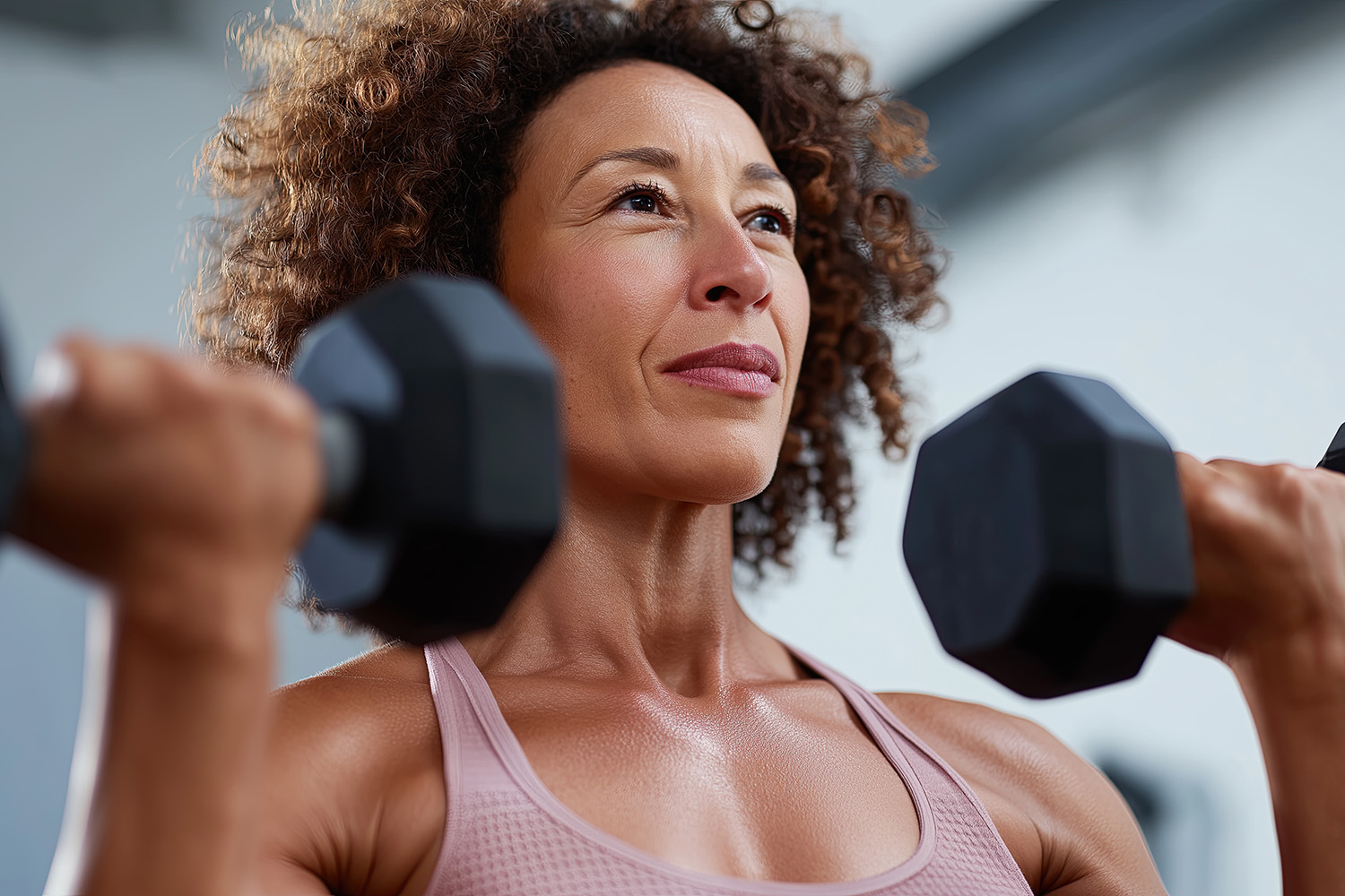 Woman Weight Lifting with Dumbbells