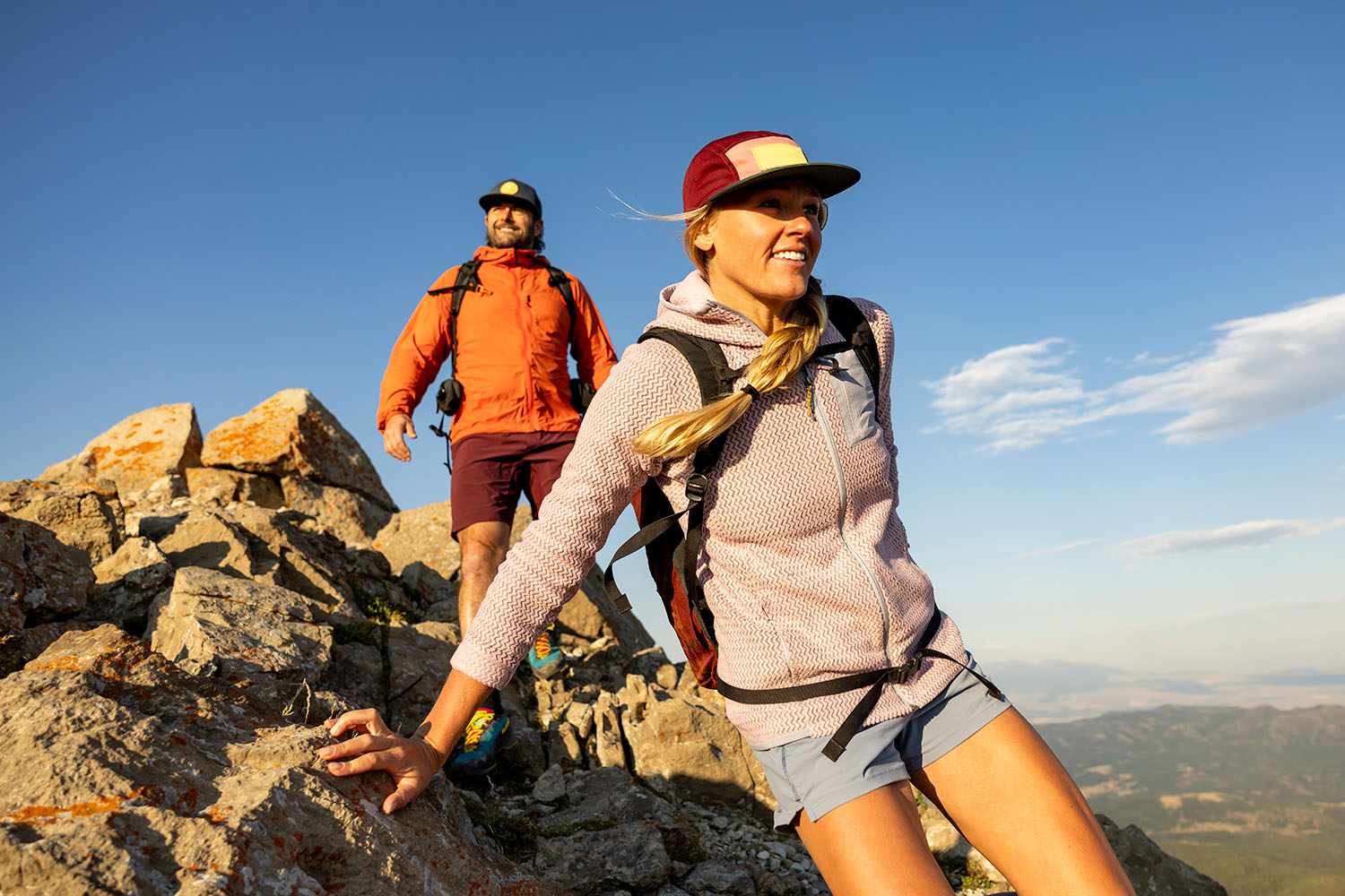 Three women hiking in the desert