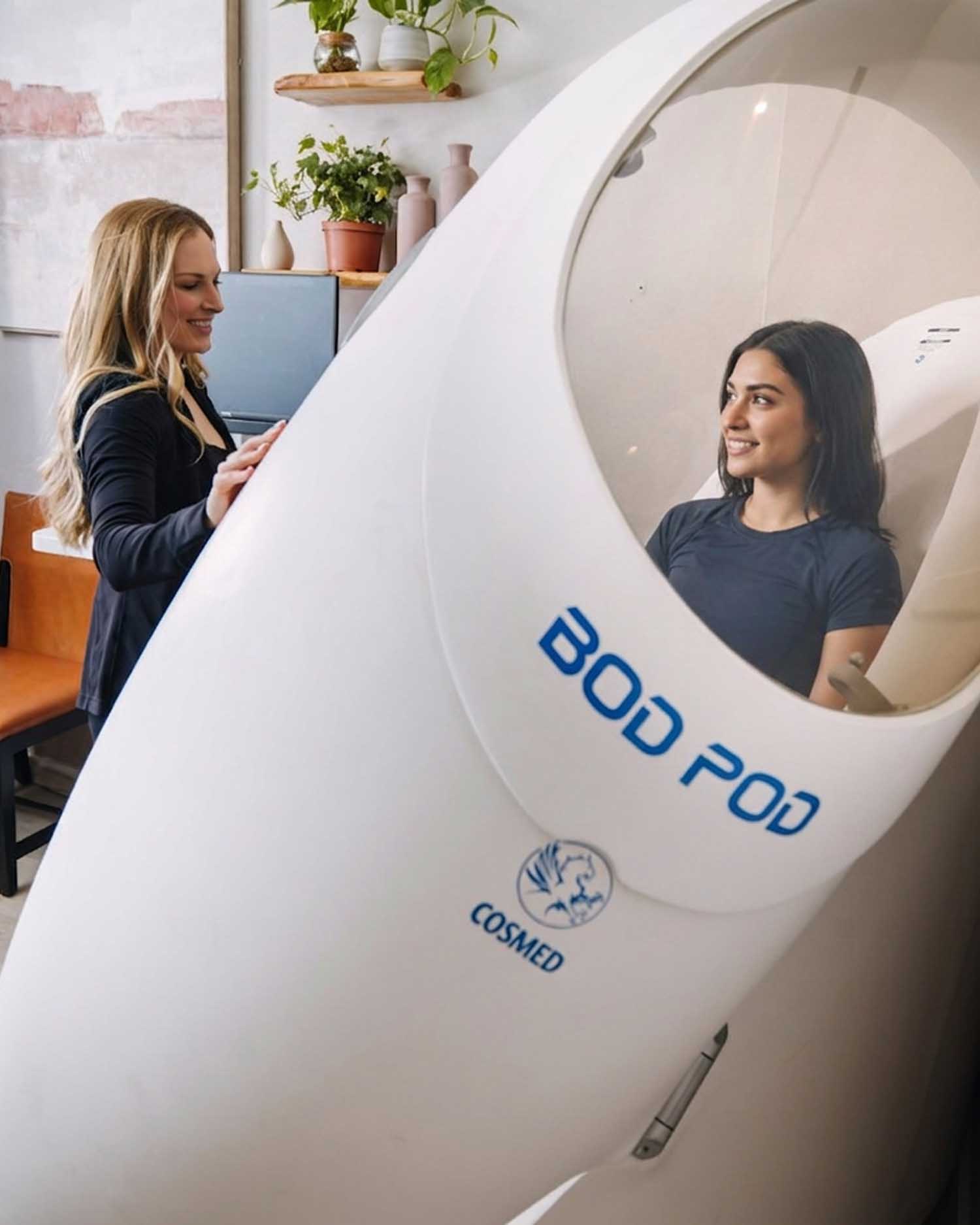 a woman getting a body composition screening