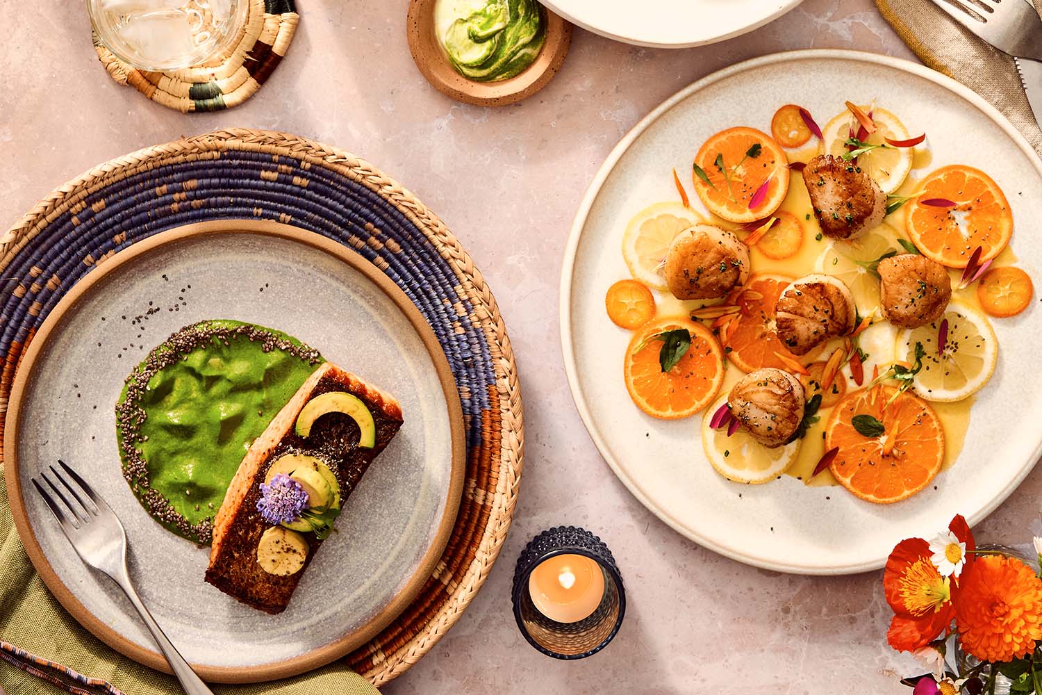 A Dinner Tablescape Full of Food