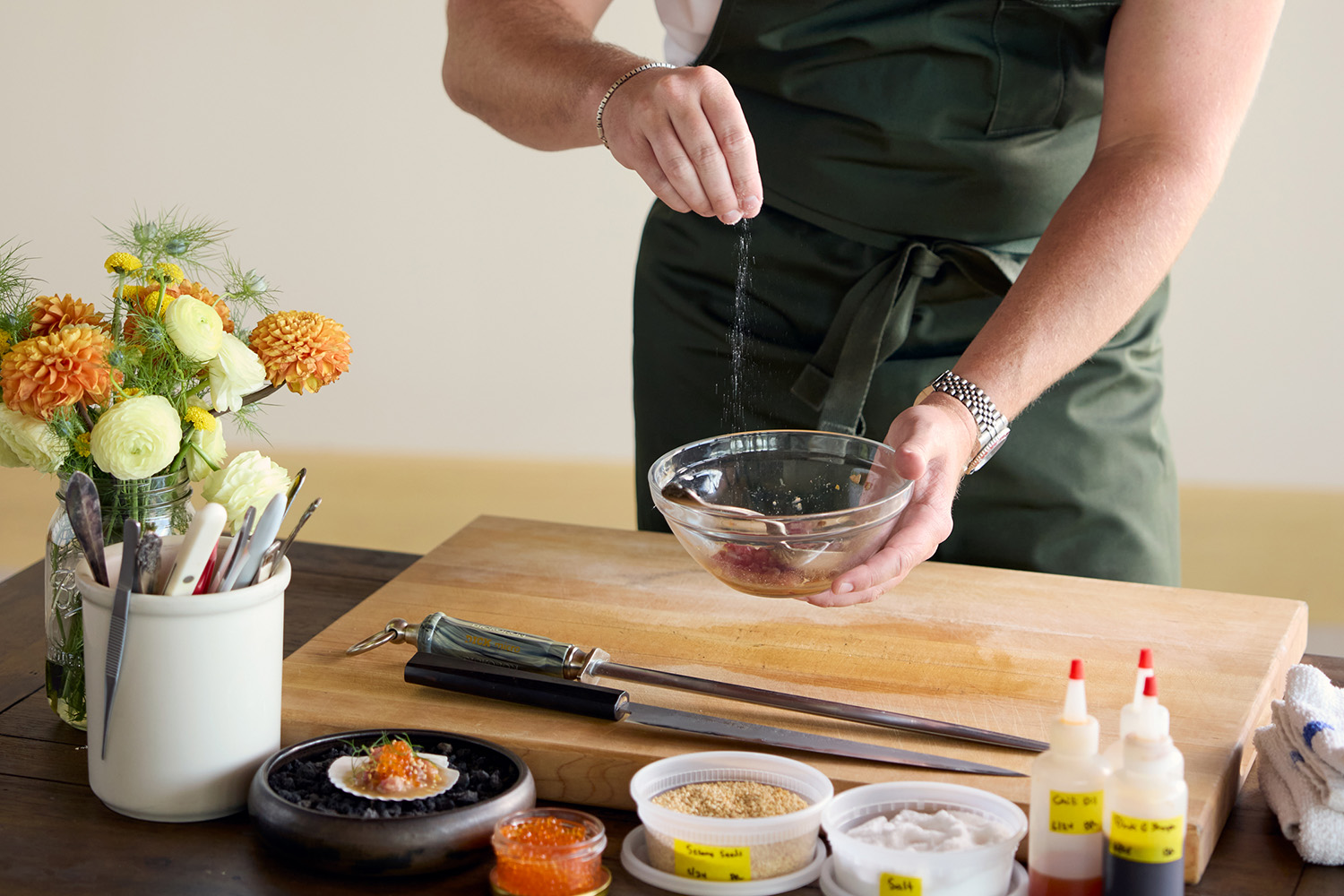 Chef Preparing a Dish in the Kitchen 