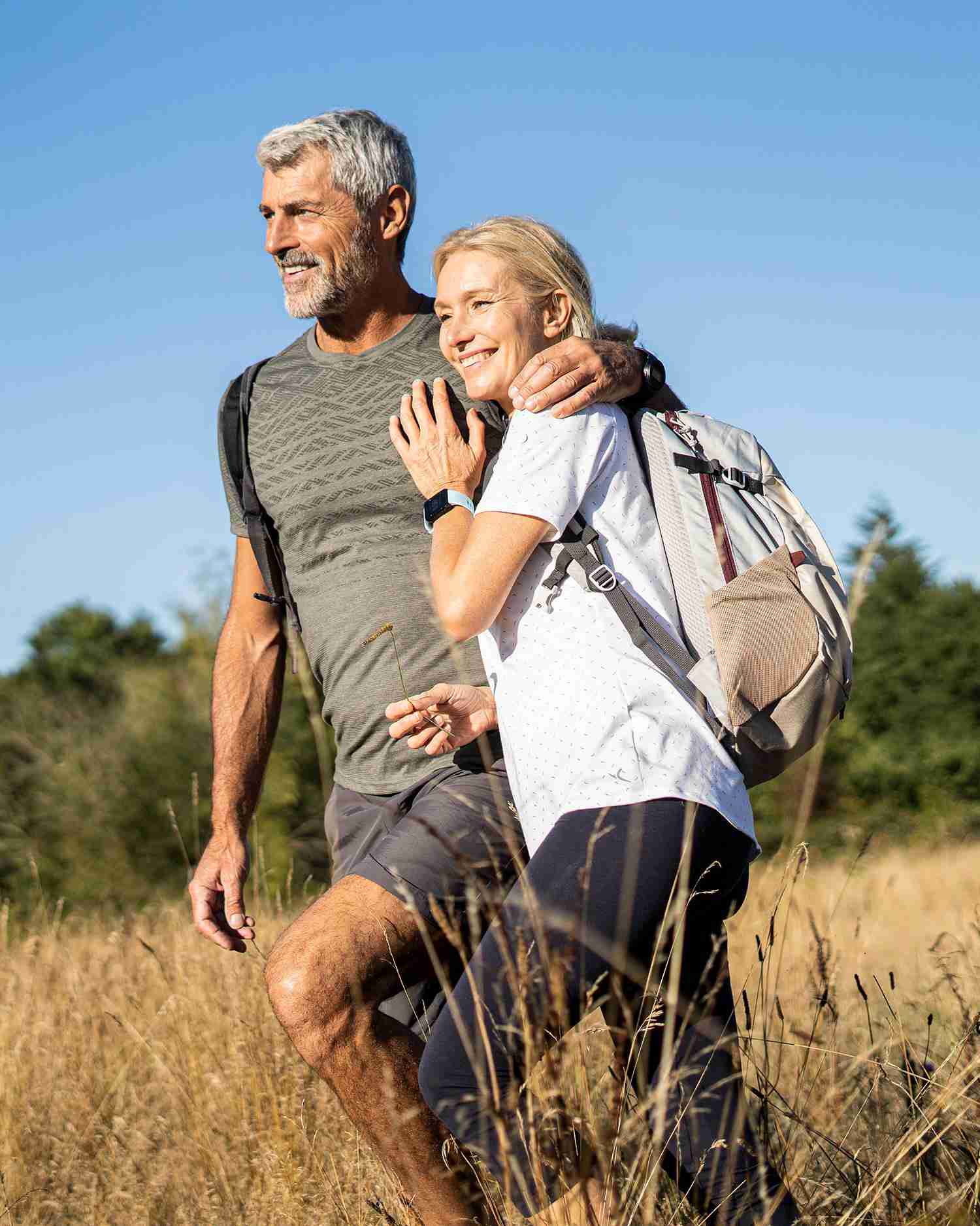 A man and woman hiking