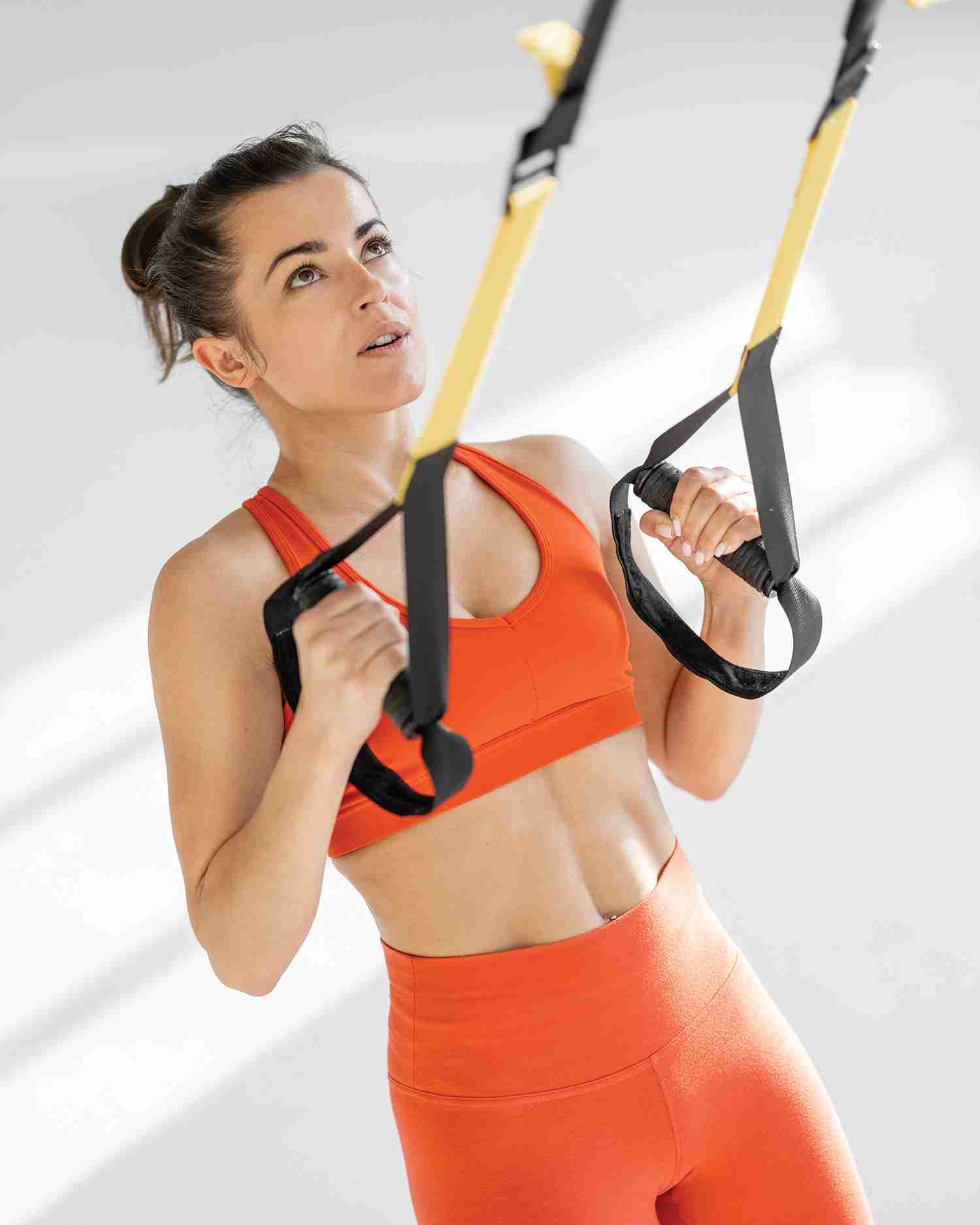 a woman strength training