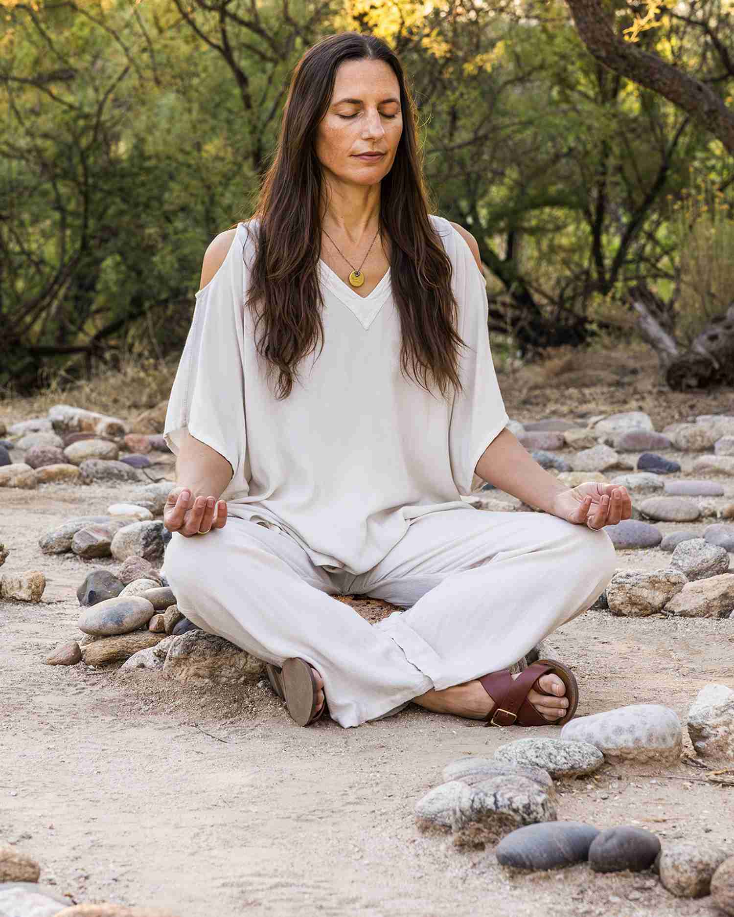 a woman meditating