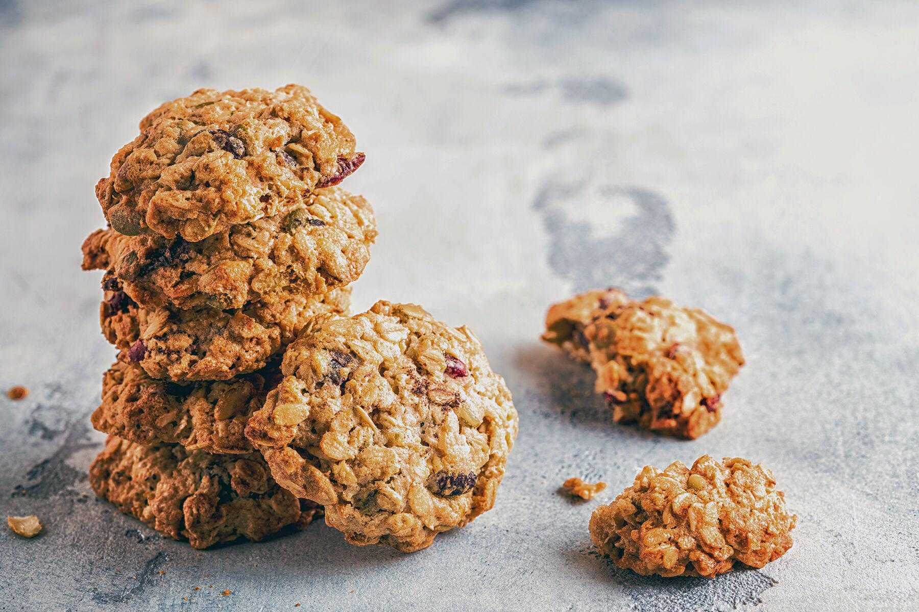Stack of oatmeal cookies.