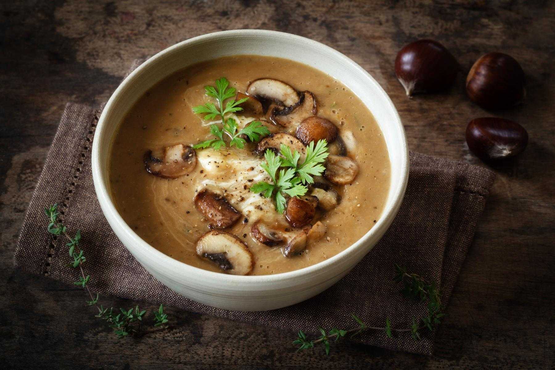 A bowl of mushroom soup.