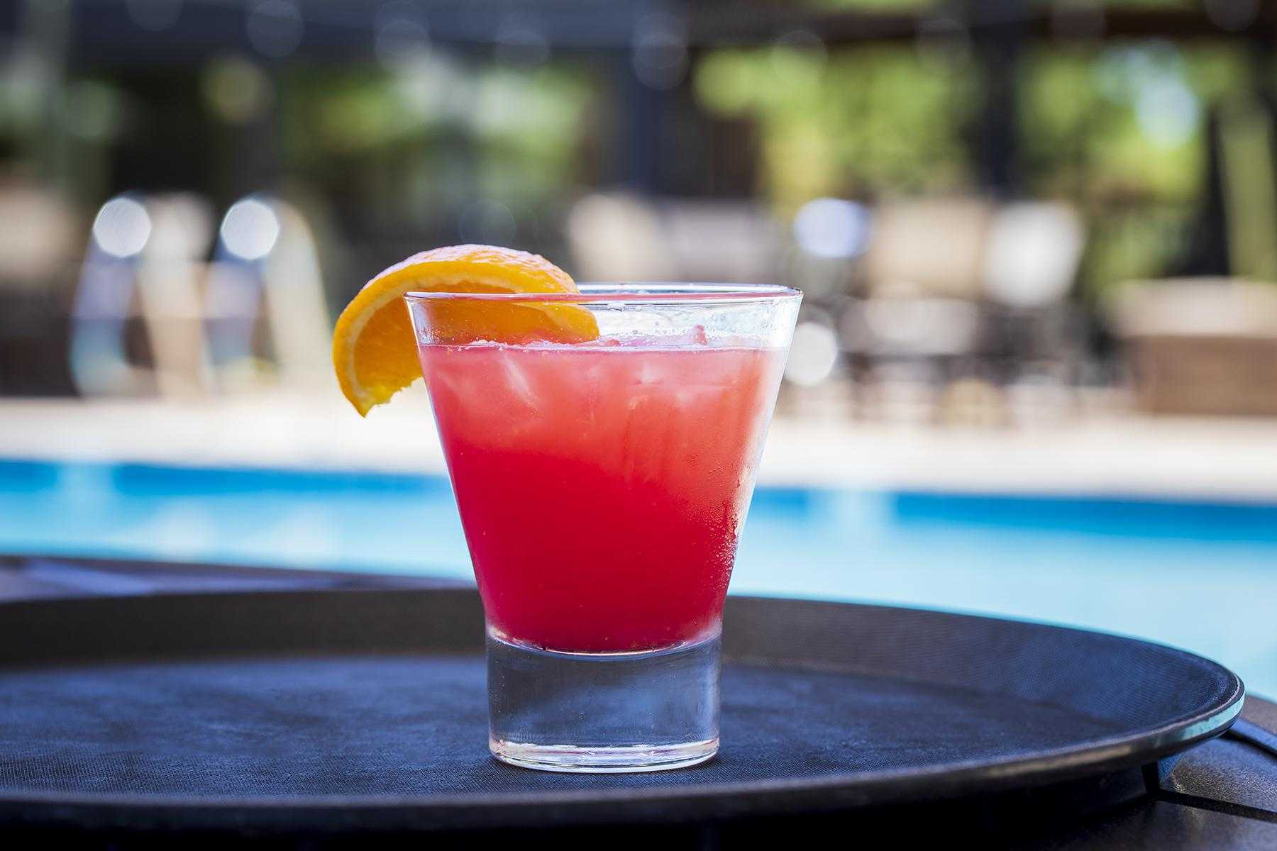 Close-up image of  Canyon Ranch Prickly Pear Sunrise Cocktail