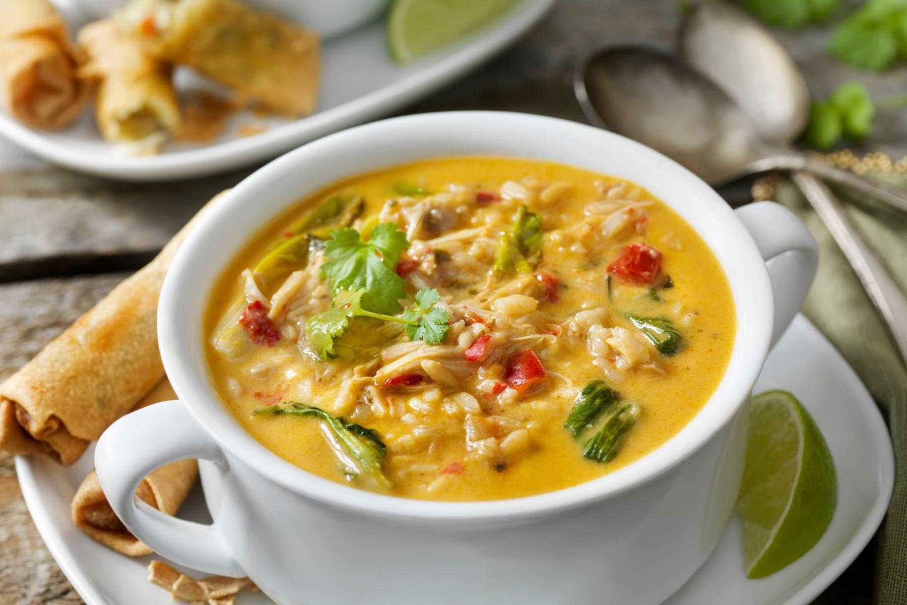 Bowl of Thai Chicken Soup.