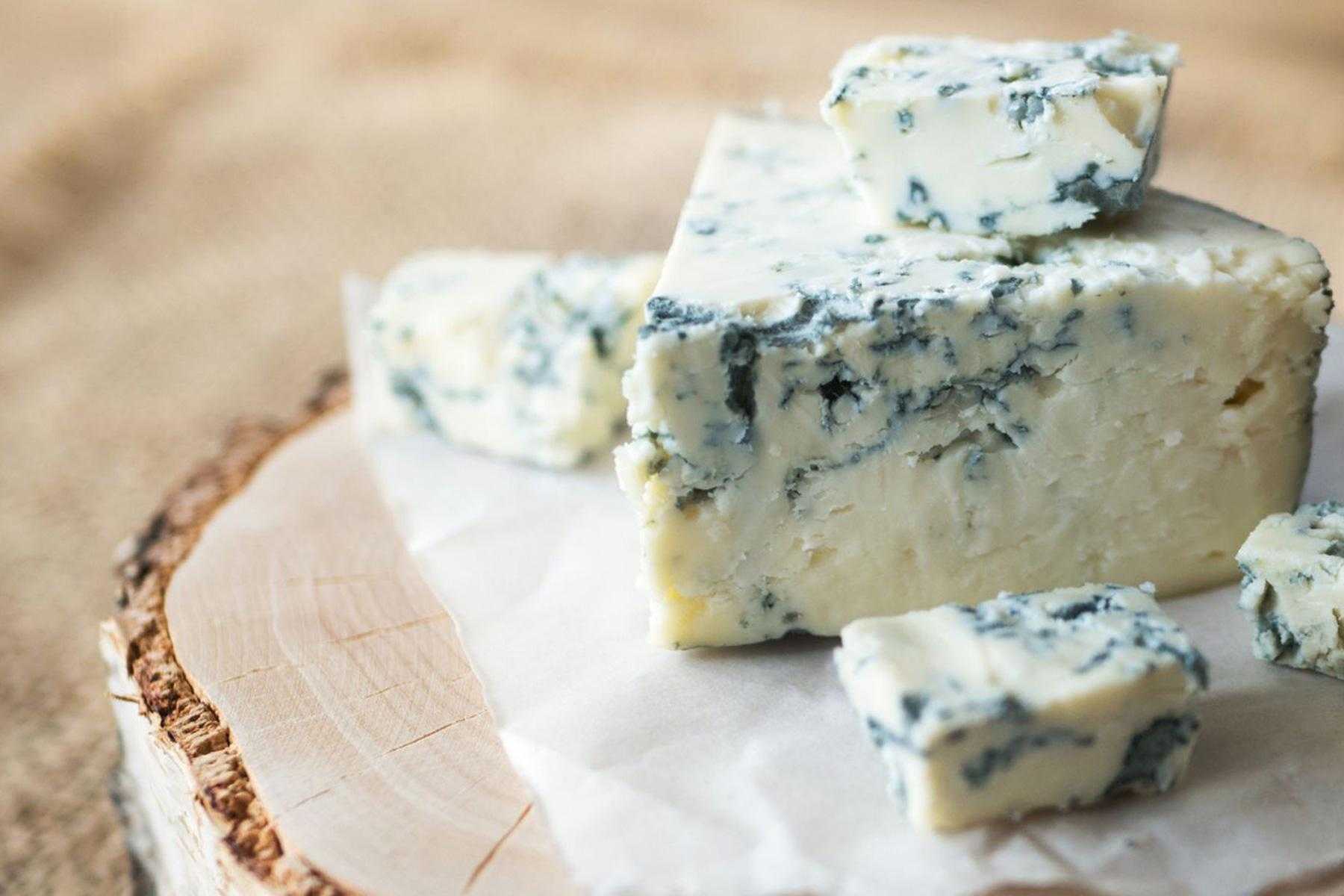 A block of blue cheese