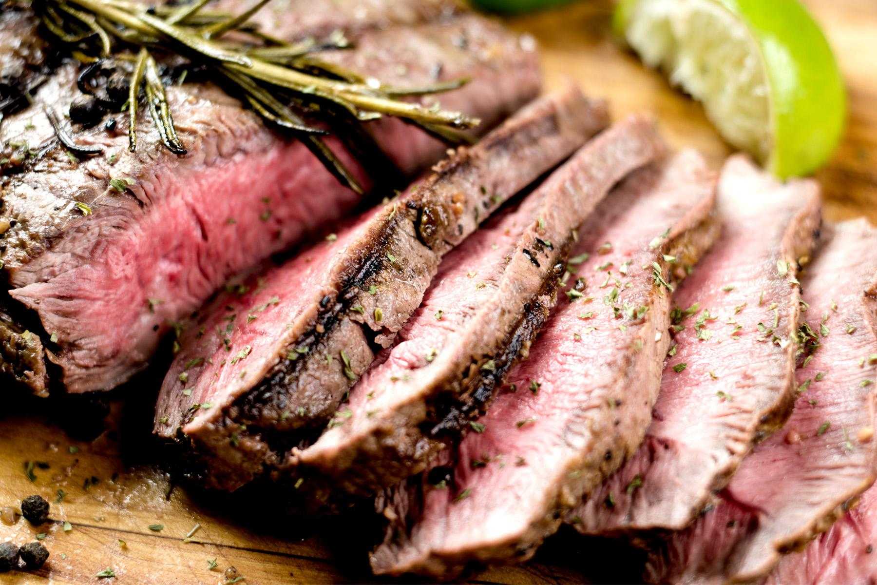 Close-up of grilled flank steak