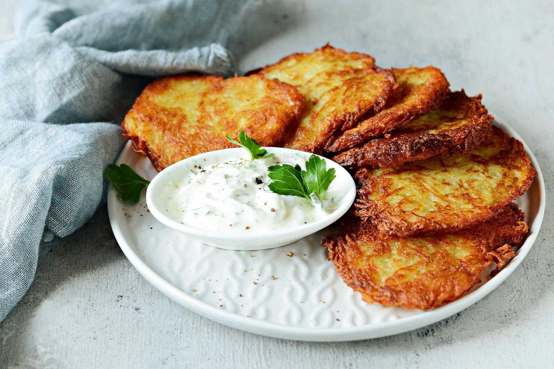 Plate of potato latkes.