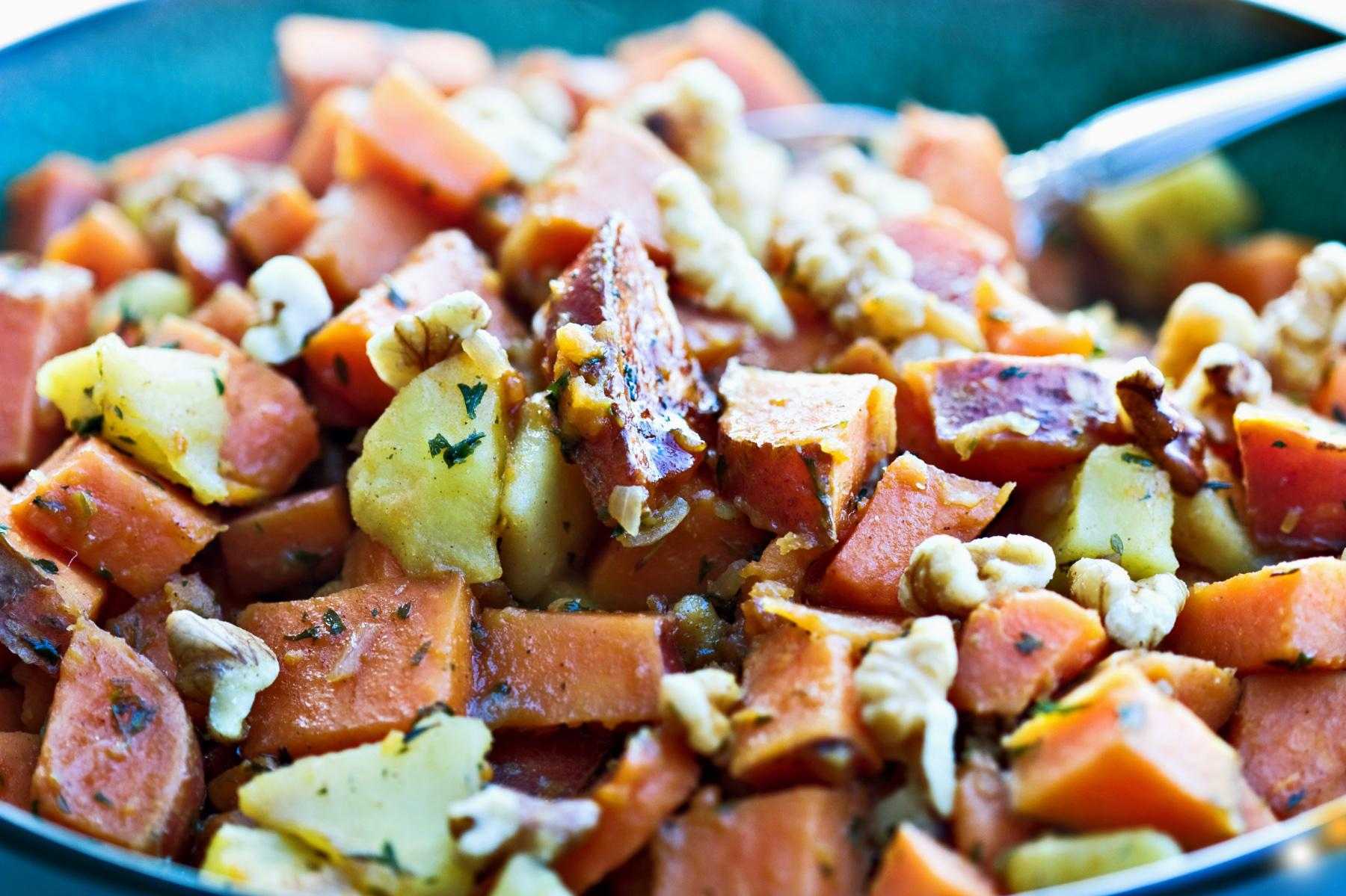 Close-up of sweet potato hash.