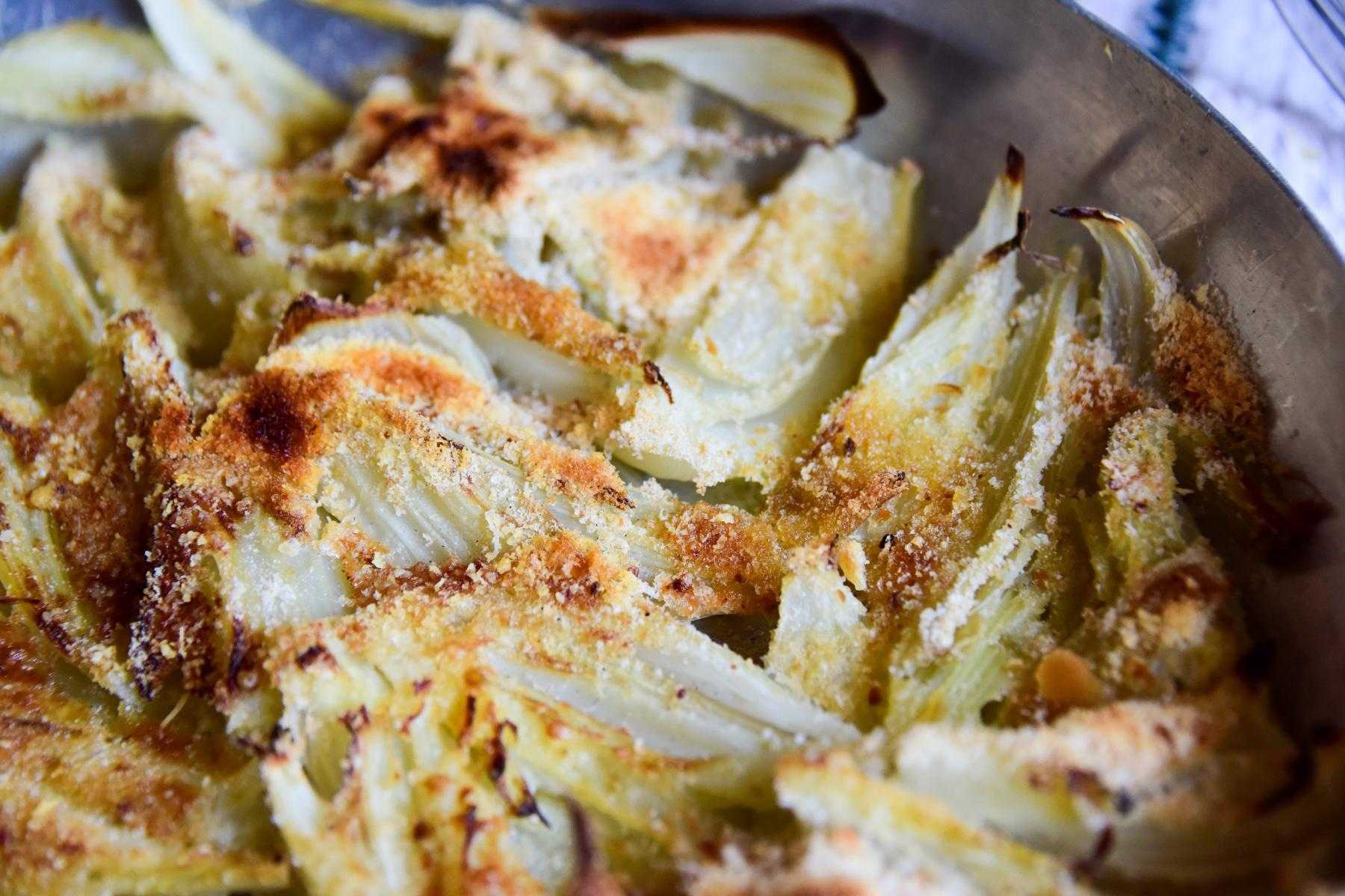 A close-up of roasted fennel.