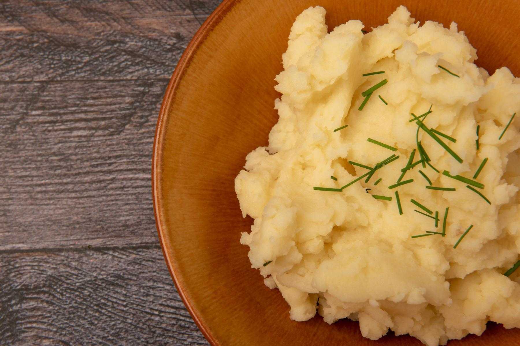 Close-up of mashed potatoes.