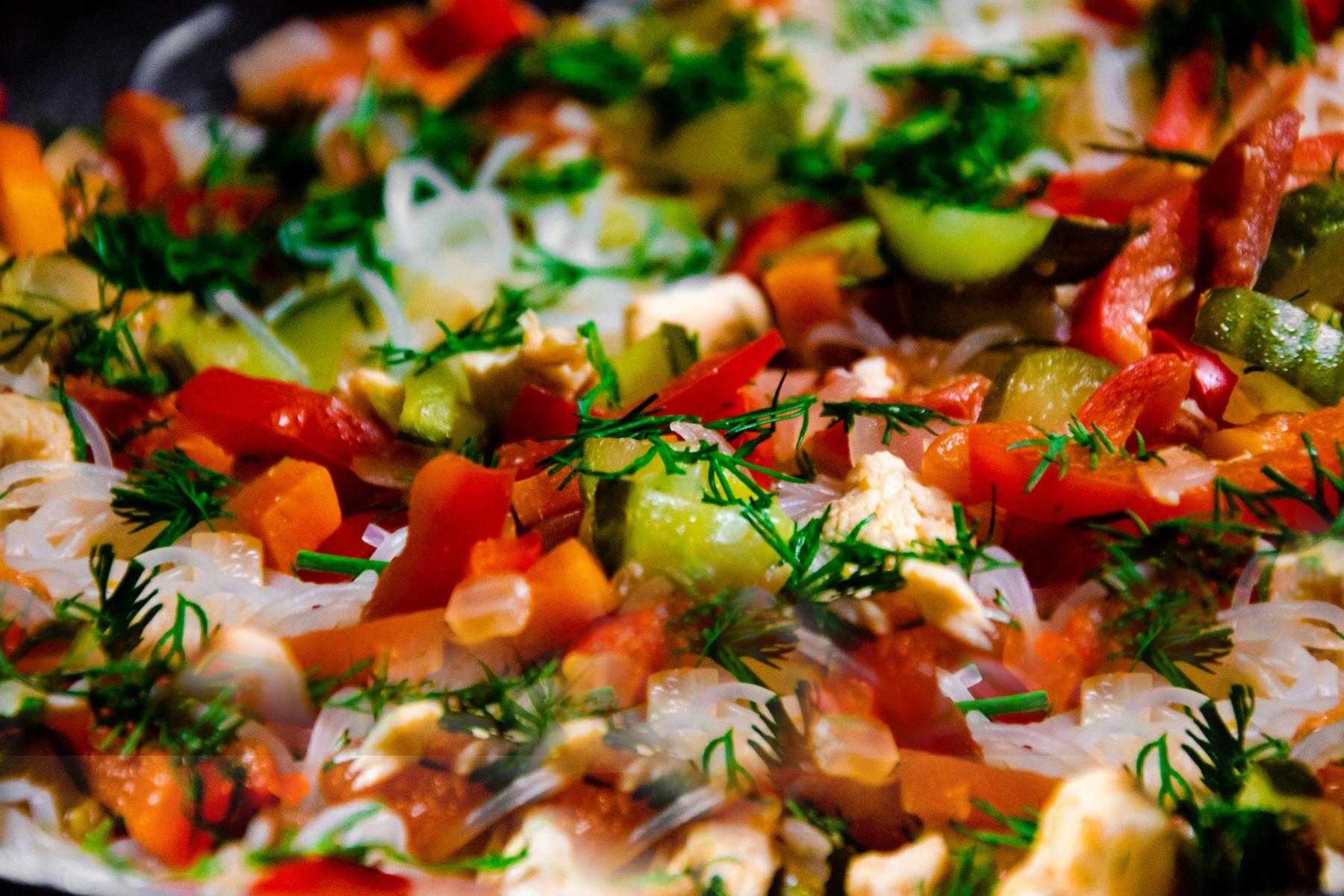 A close-up of roasted bell peppers.