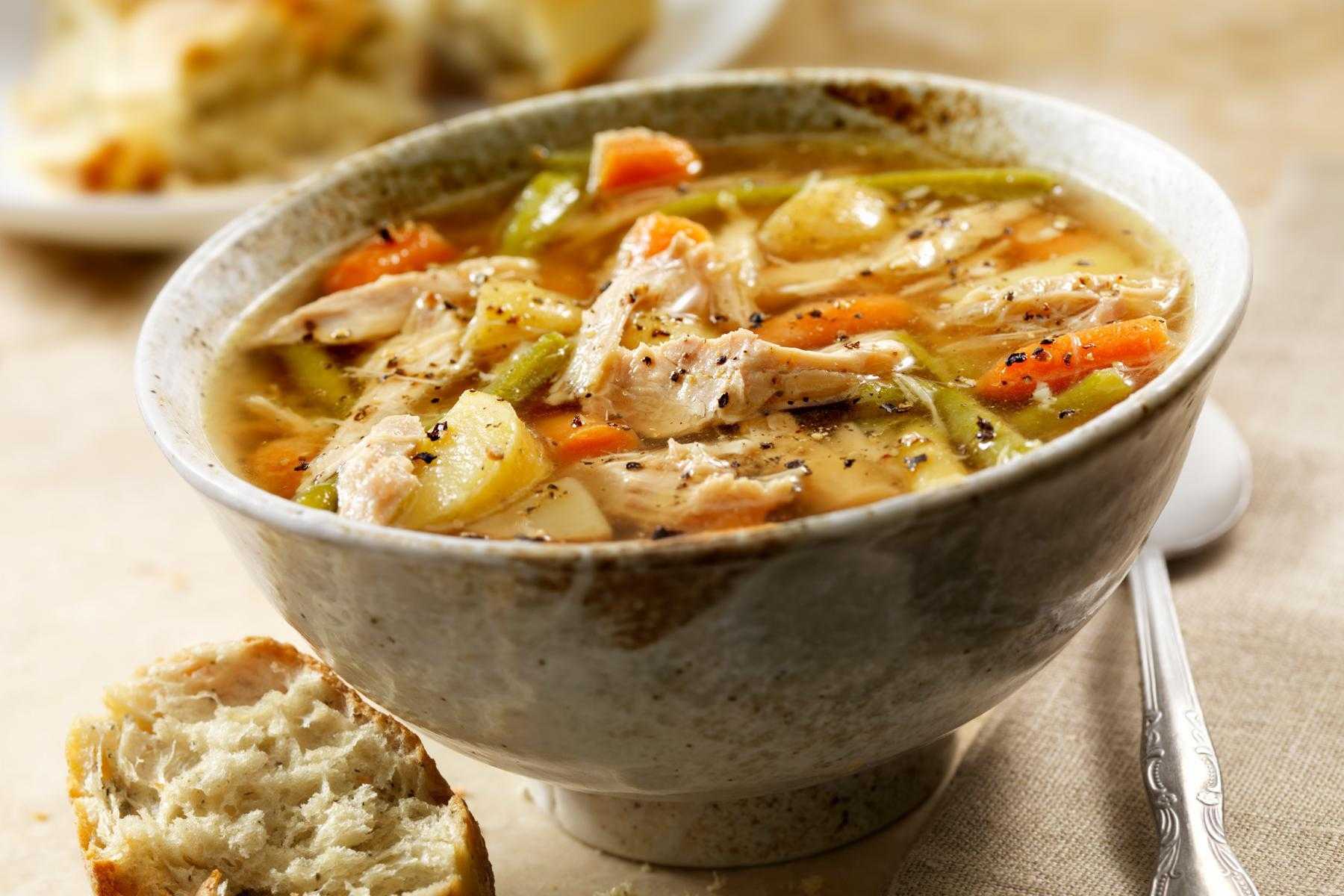 A bowl of hearty soup
