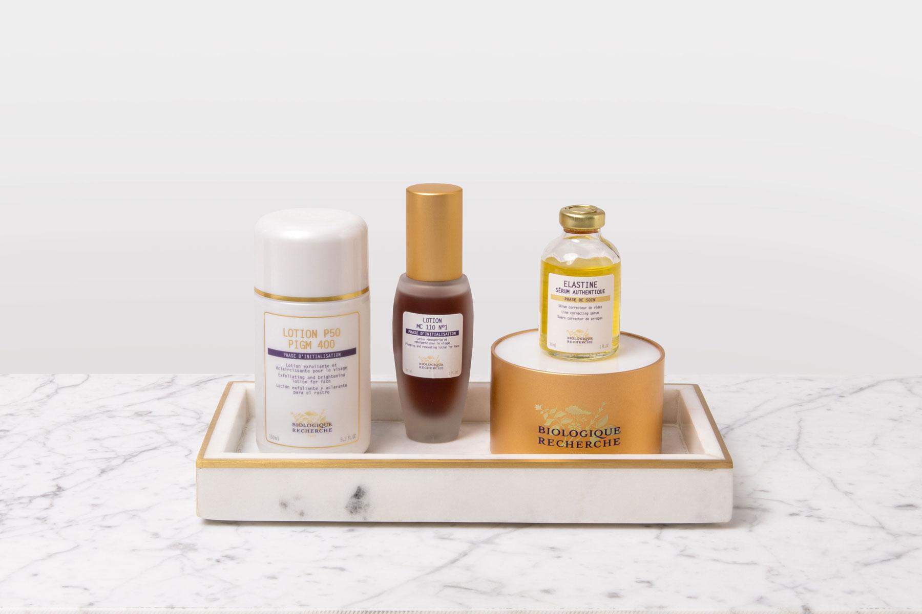 Close up of Biologique Recherche products.