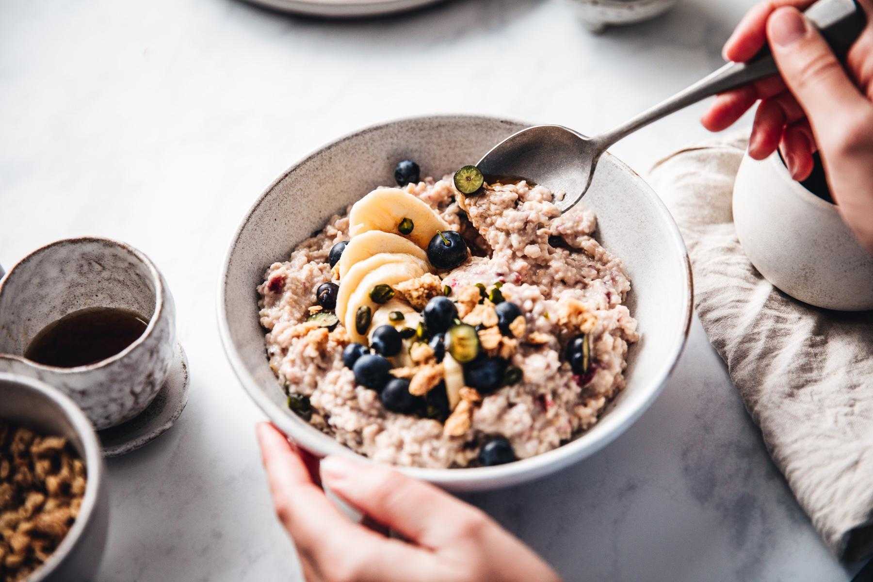 close-up of bowl of oatmeal