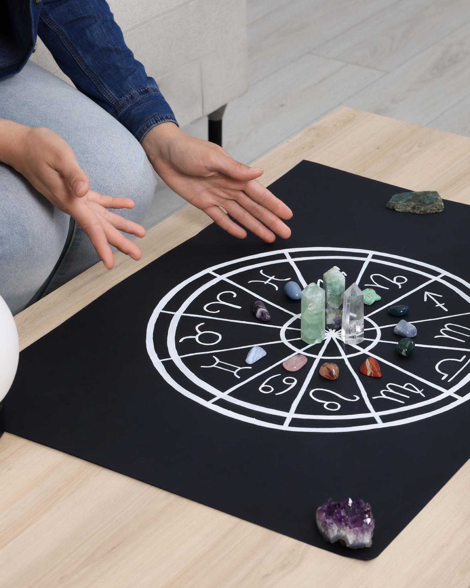 Woman having a metaphysical crystal consultation