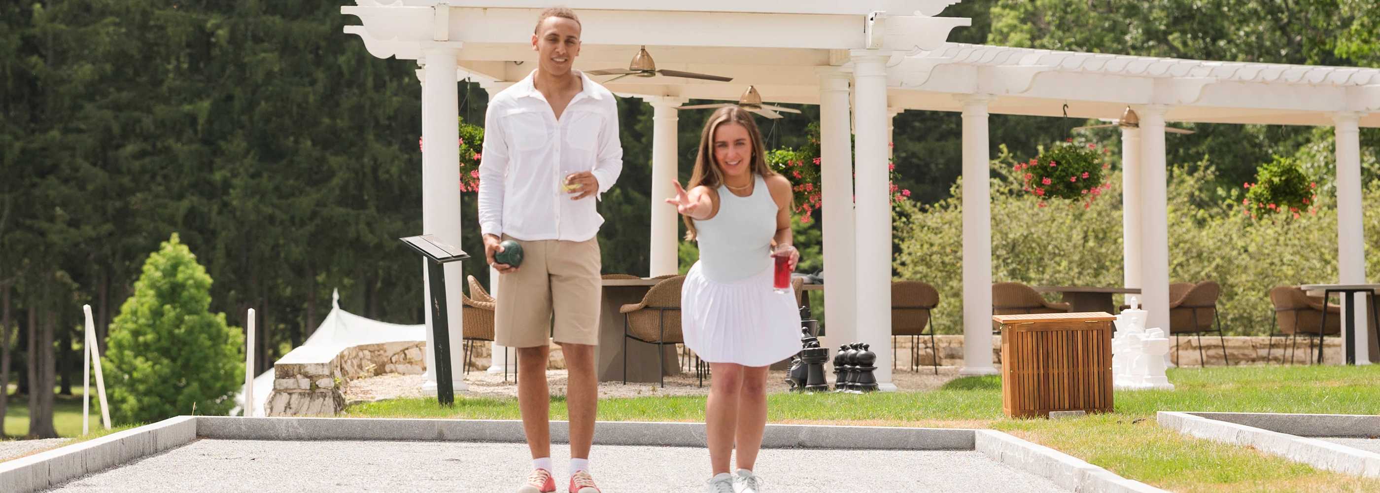A couple playing bocce