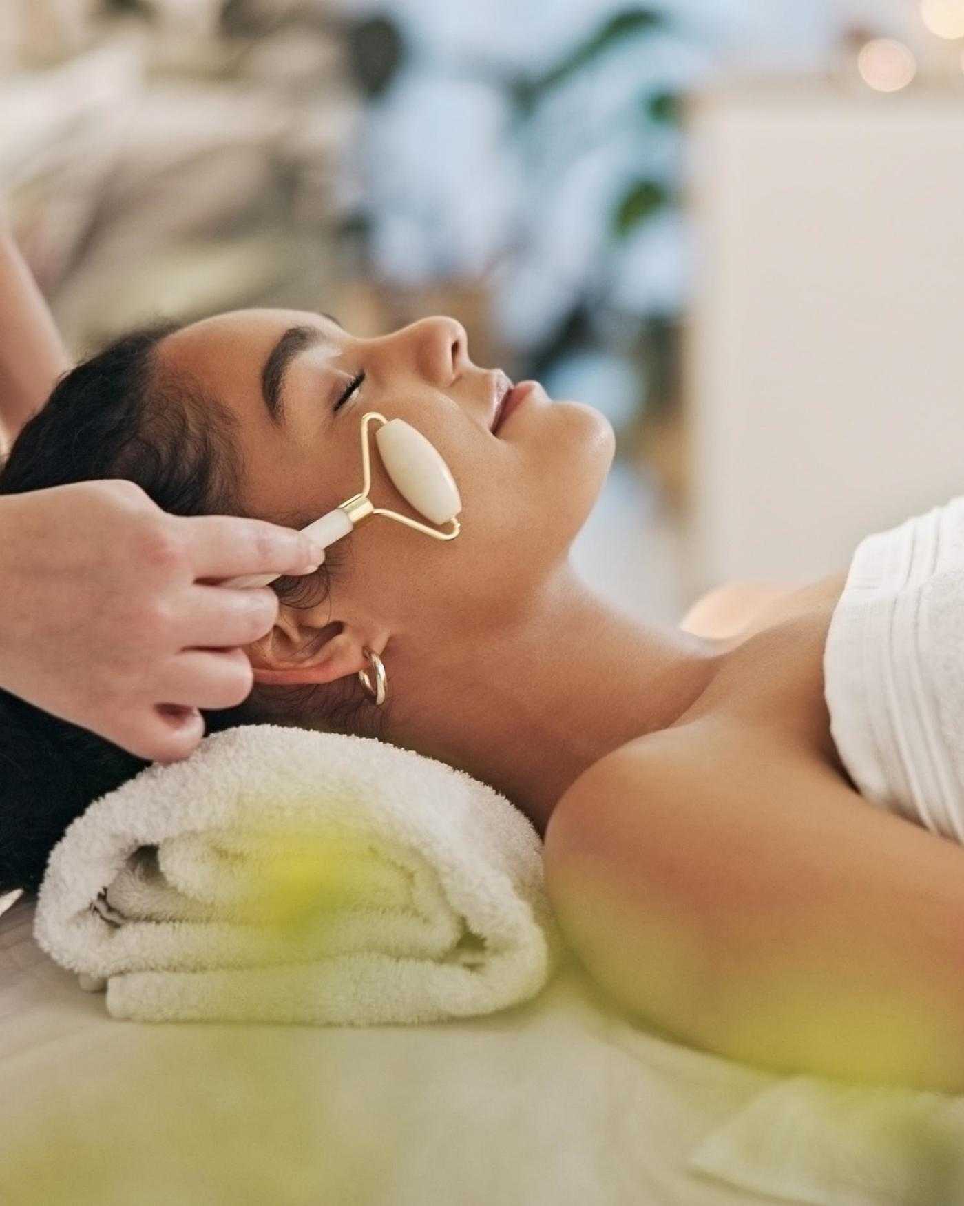 A woman getting a facial