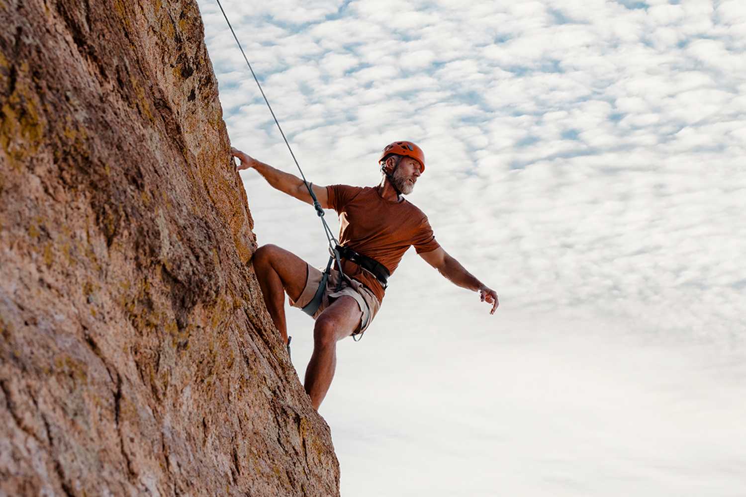 A man rock climbing