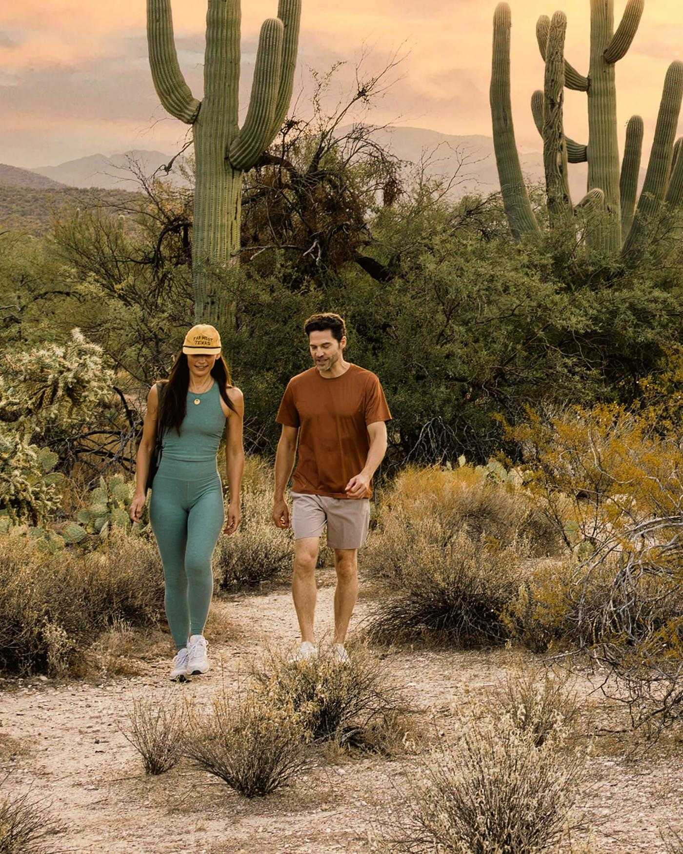 A couple hiking in the desert