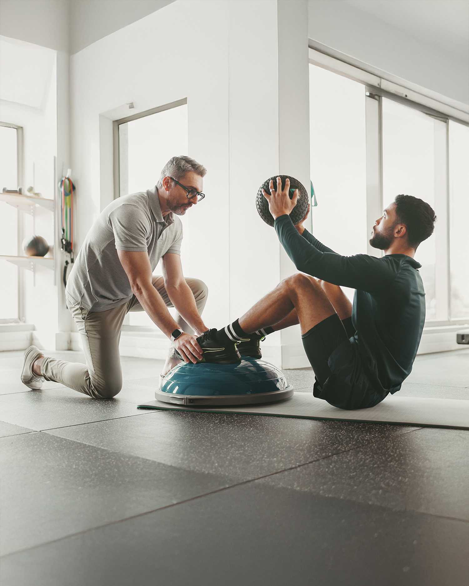 a man getting a personal training lesson