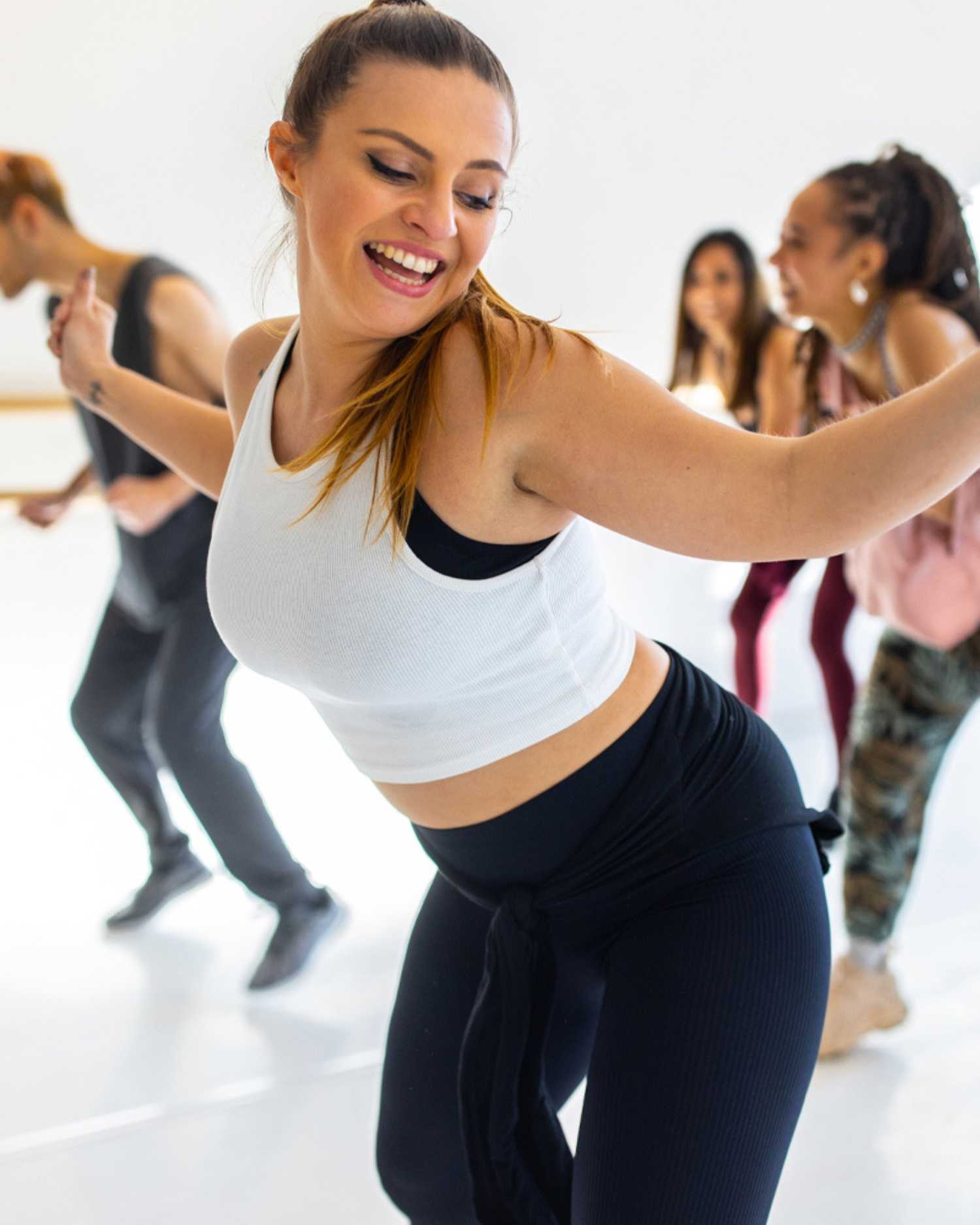 Women in a group dance class