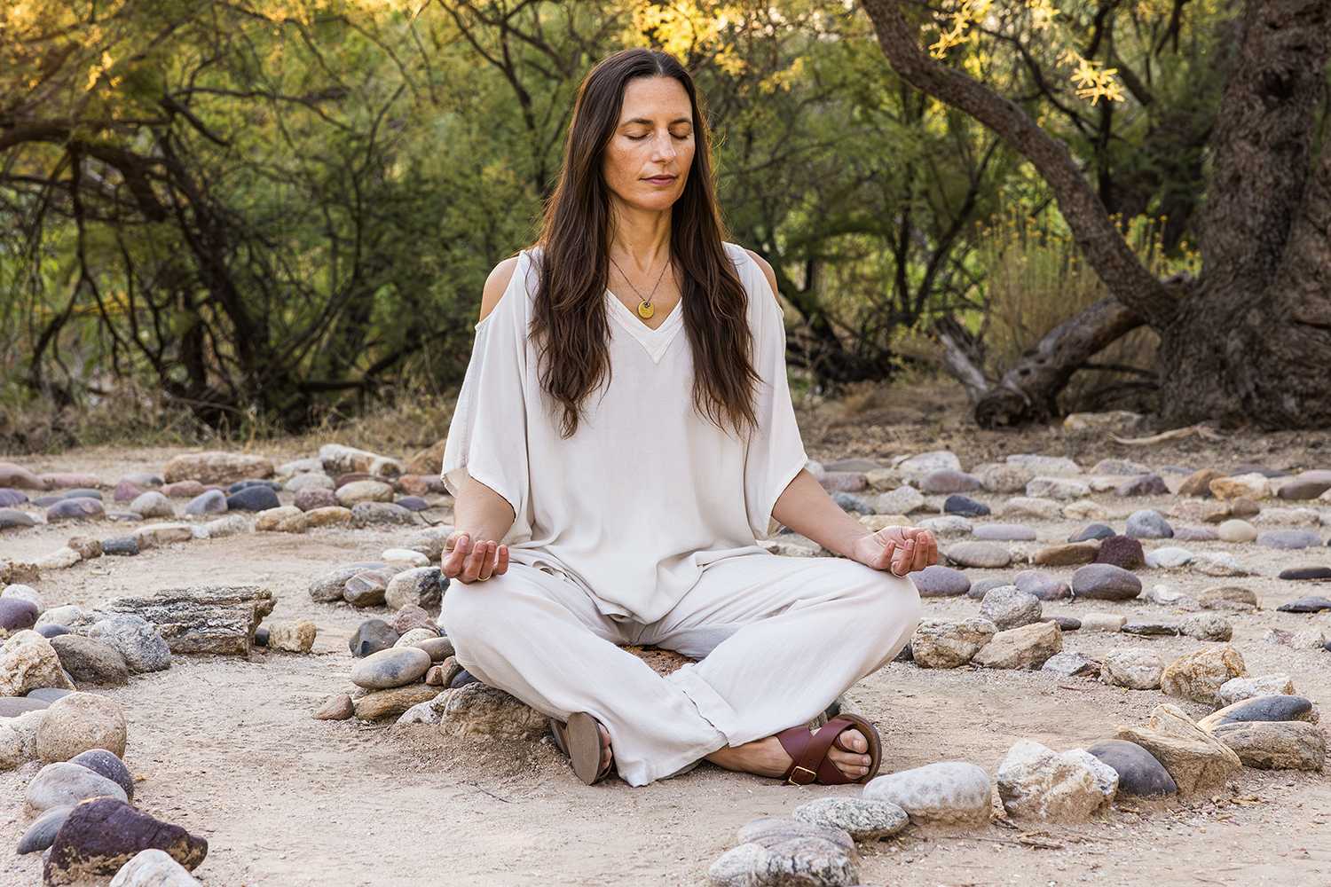 a woman meditating