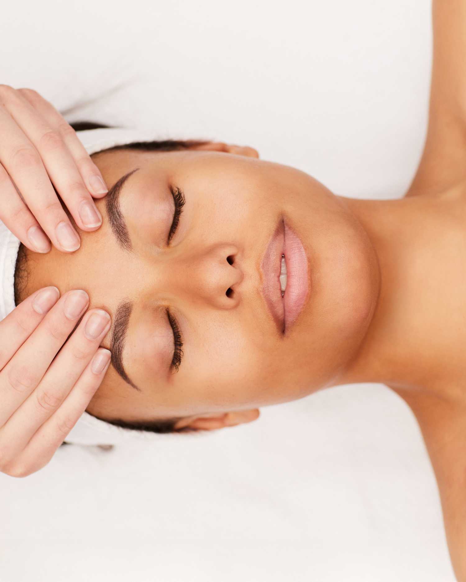 a woman getting a facial