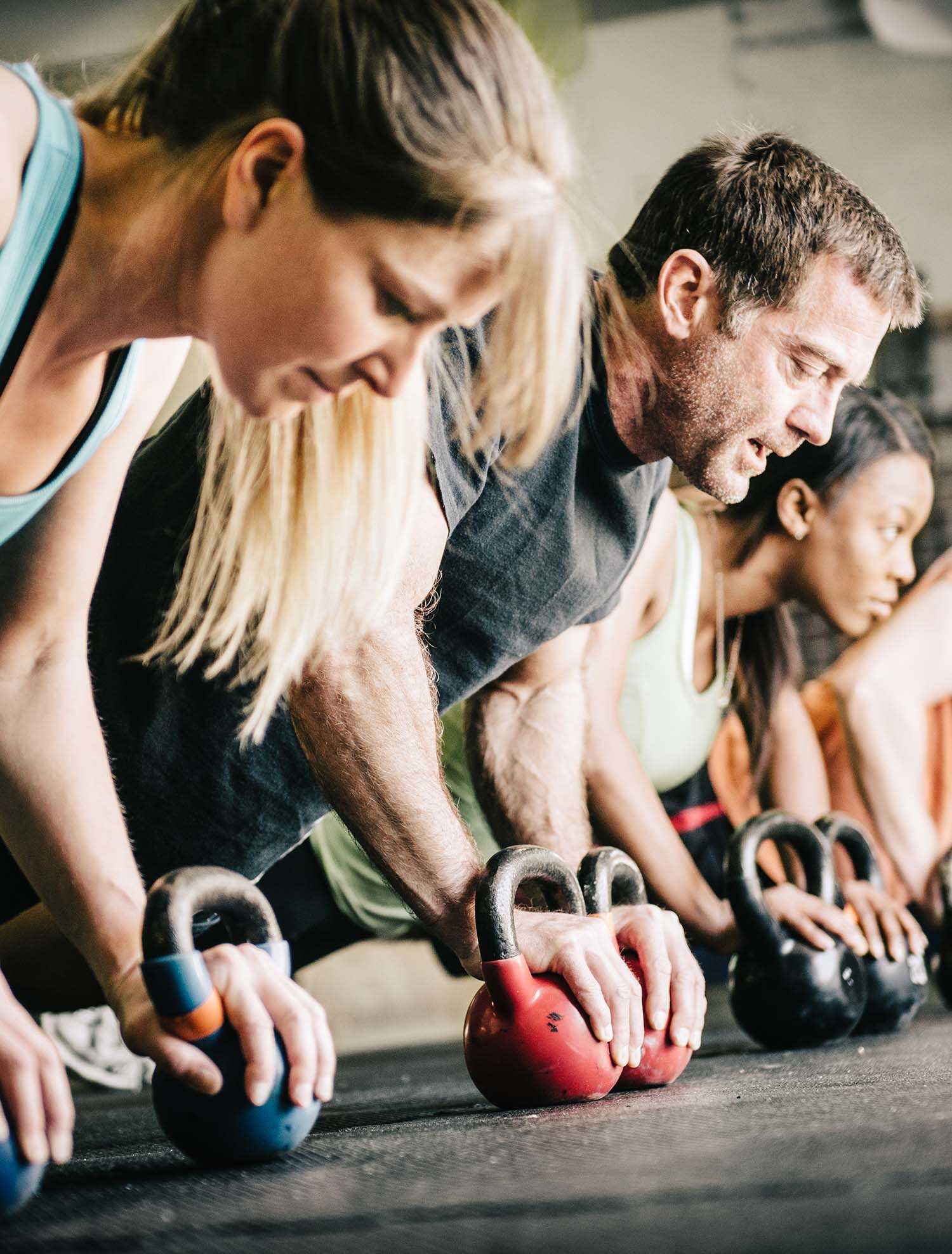 a group working out
