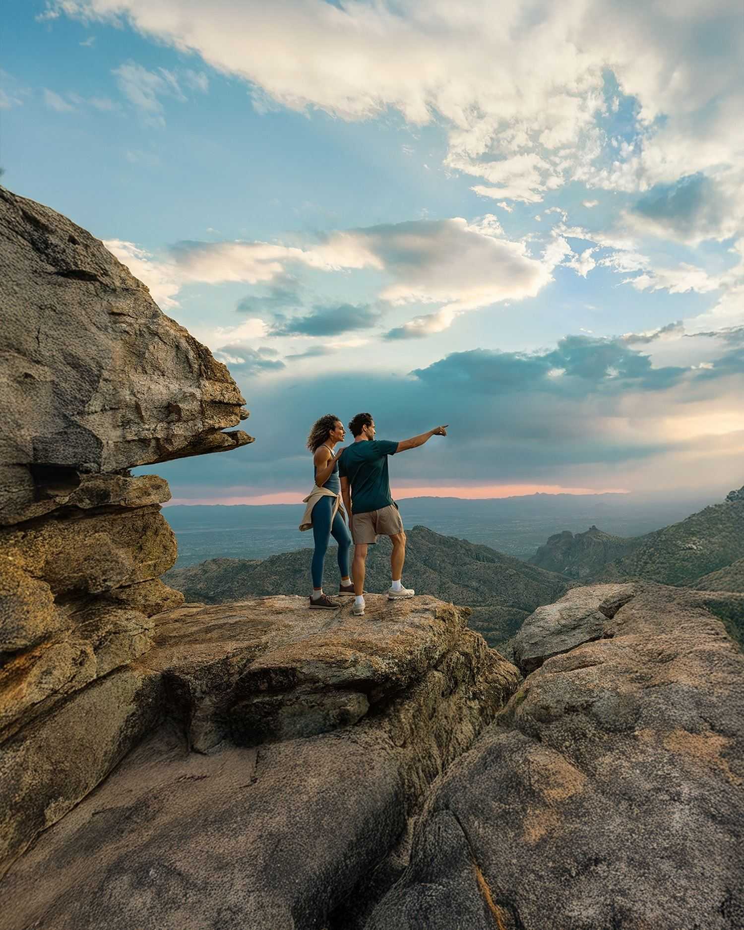 A couple hiking in the desert