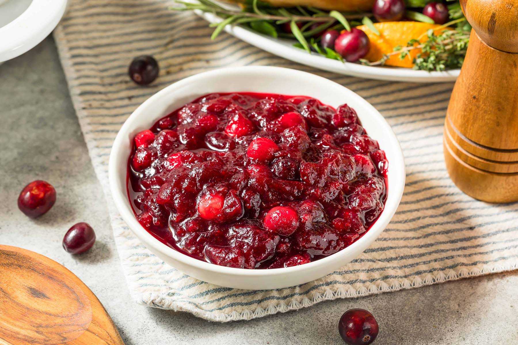 Canyon Ranch cranberry sauce in a white dish.