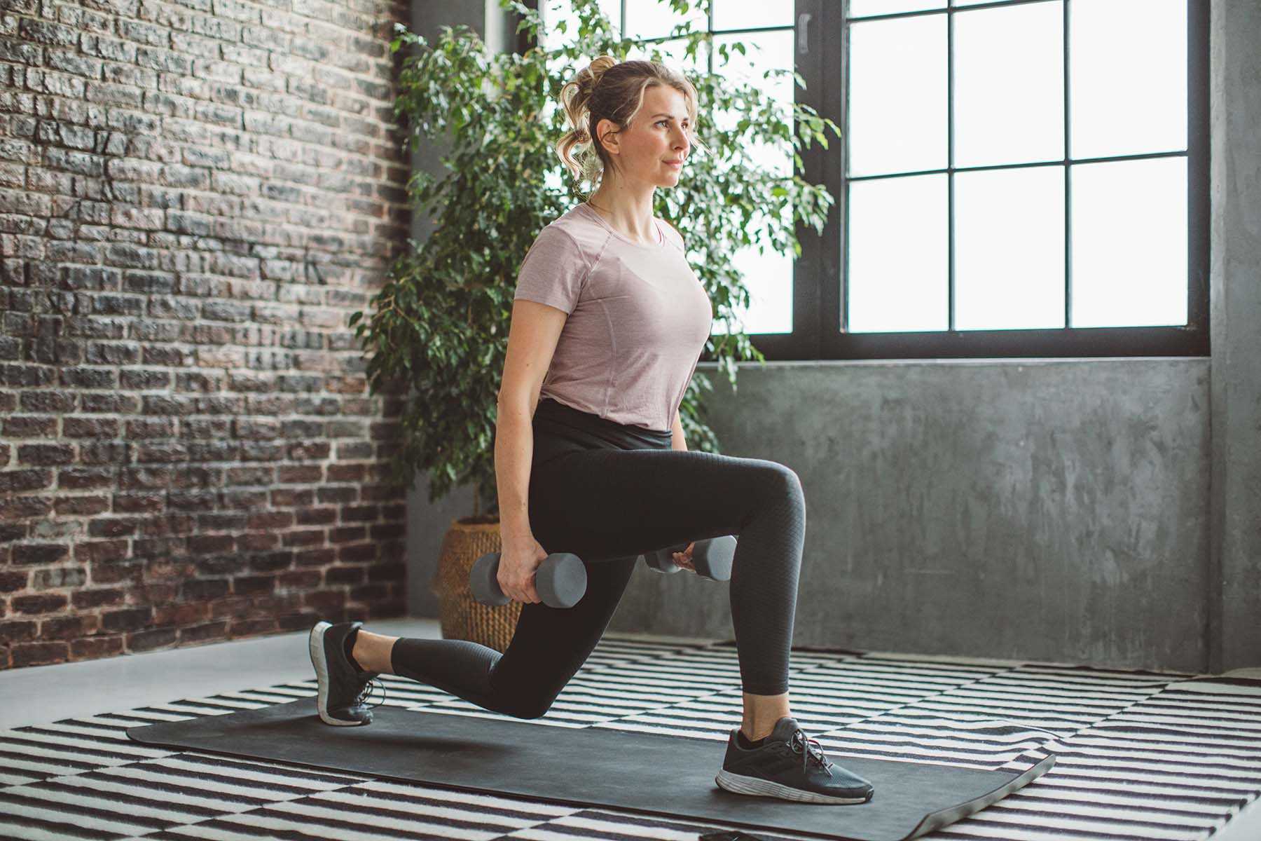 a girl working out at home