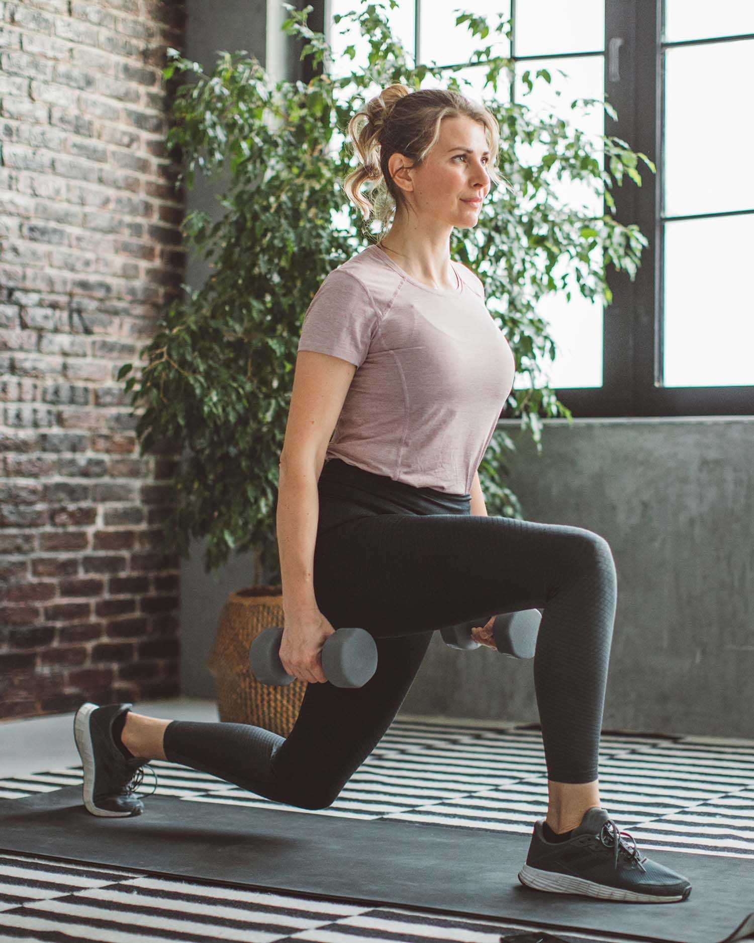 a girl working out at home