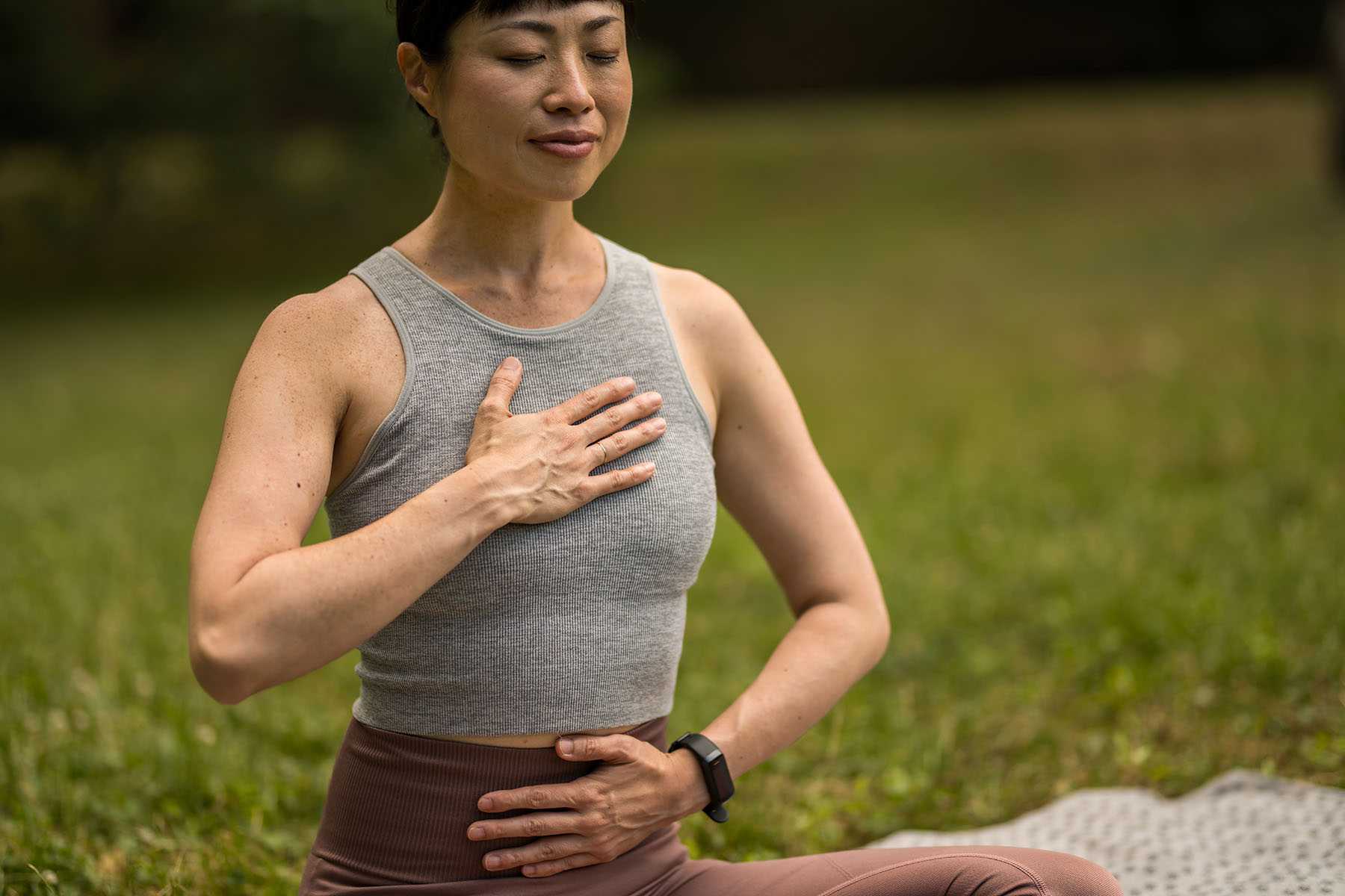 a woman meditating