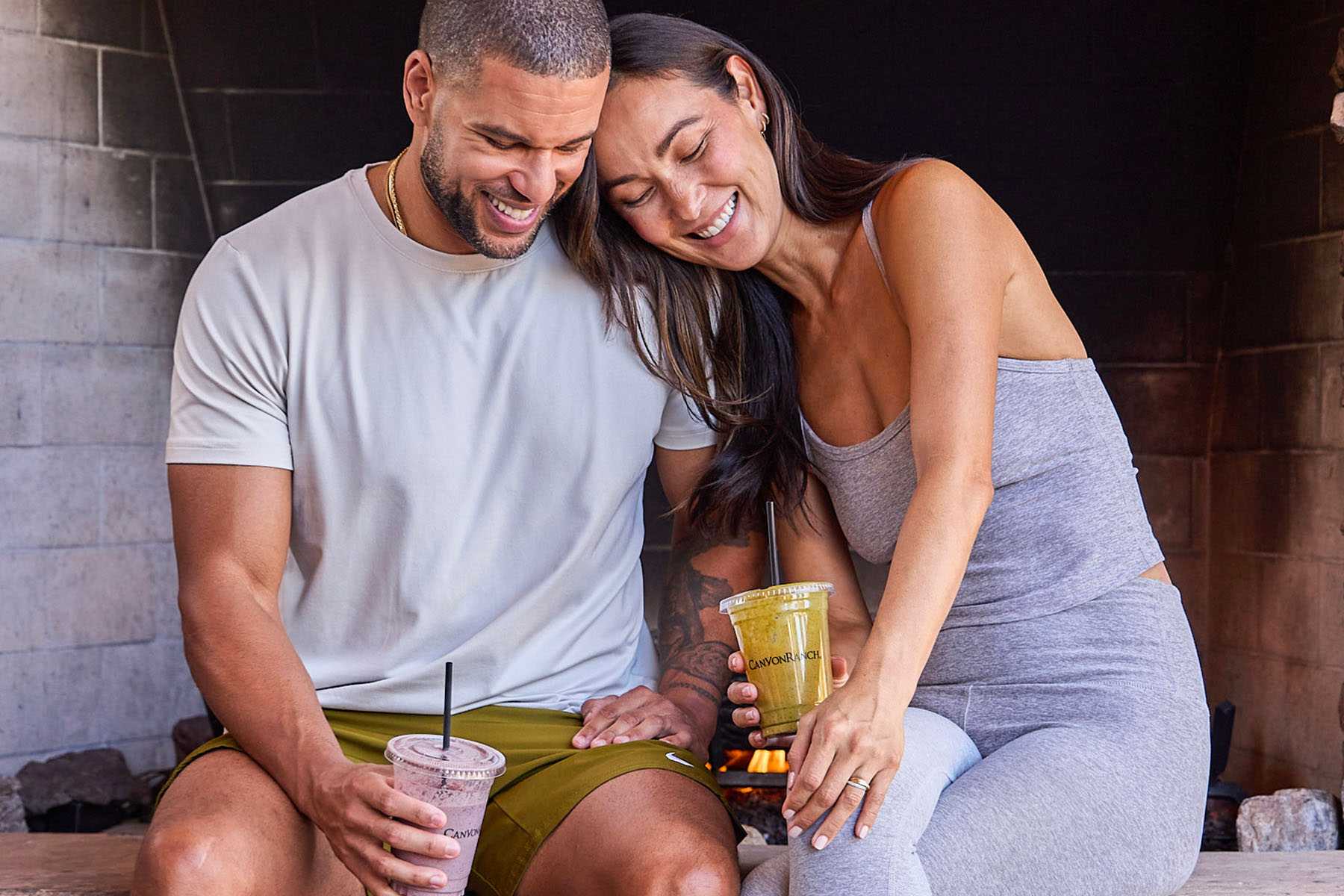 A man and a woman cuddling