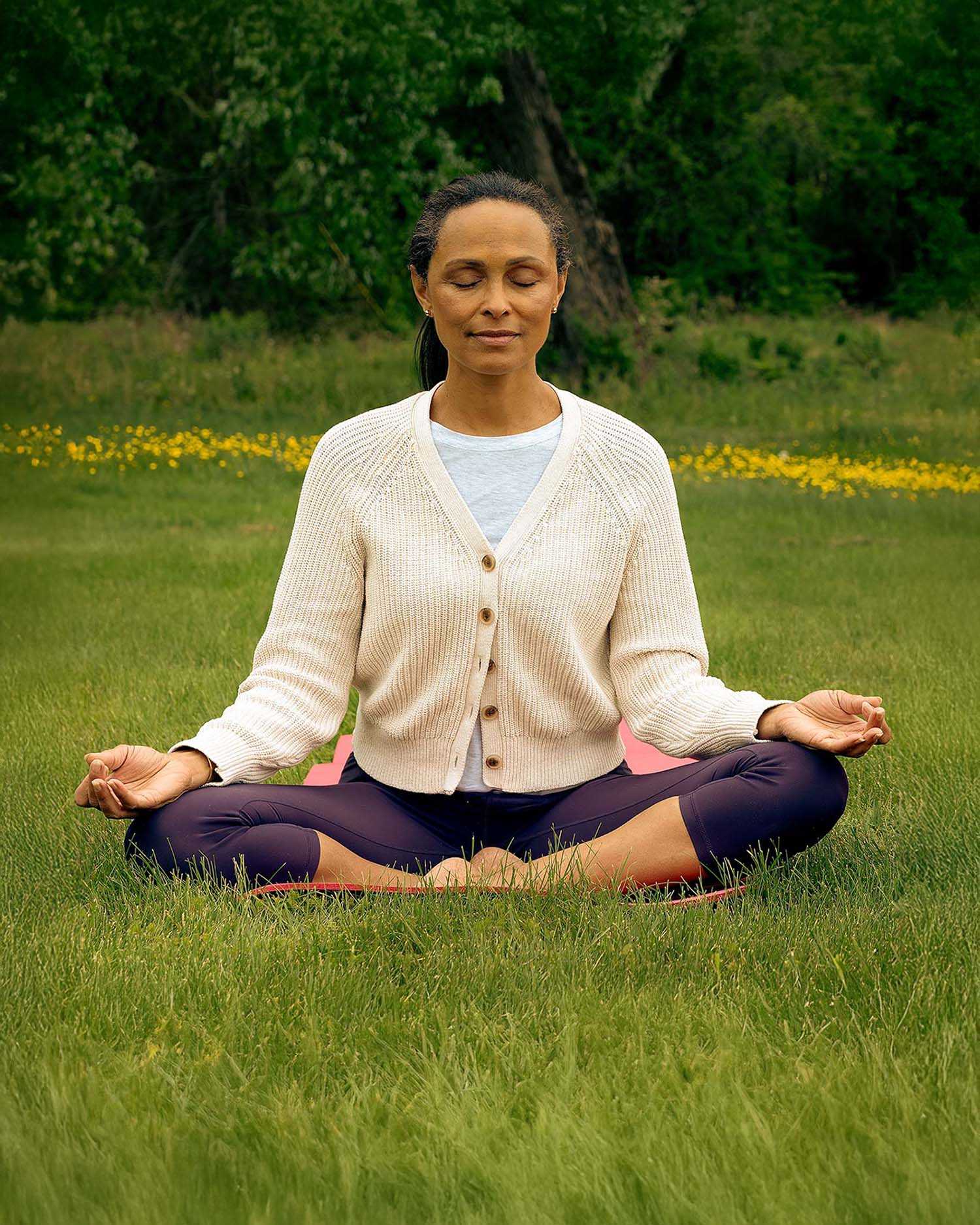 a woman meditating at Canyon Ranch Lenox