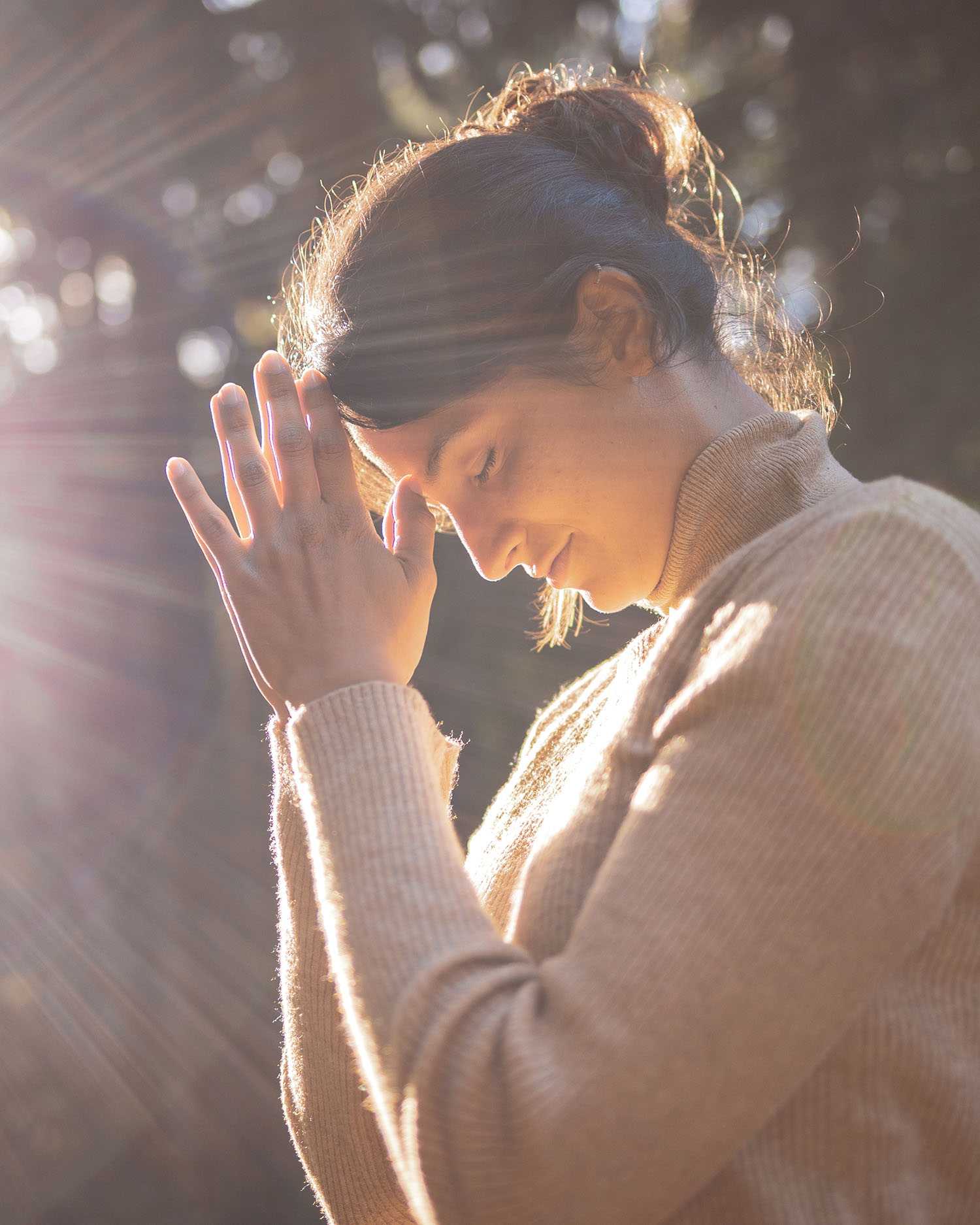 a woman meditating