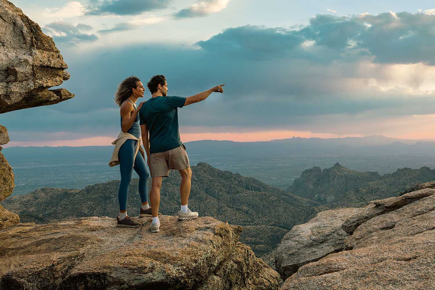 a couple hiking in the Sonoran Desert