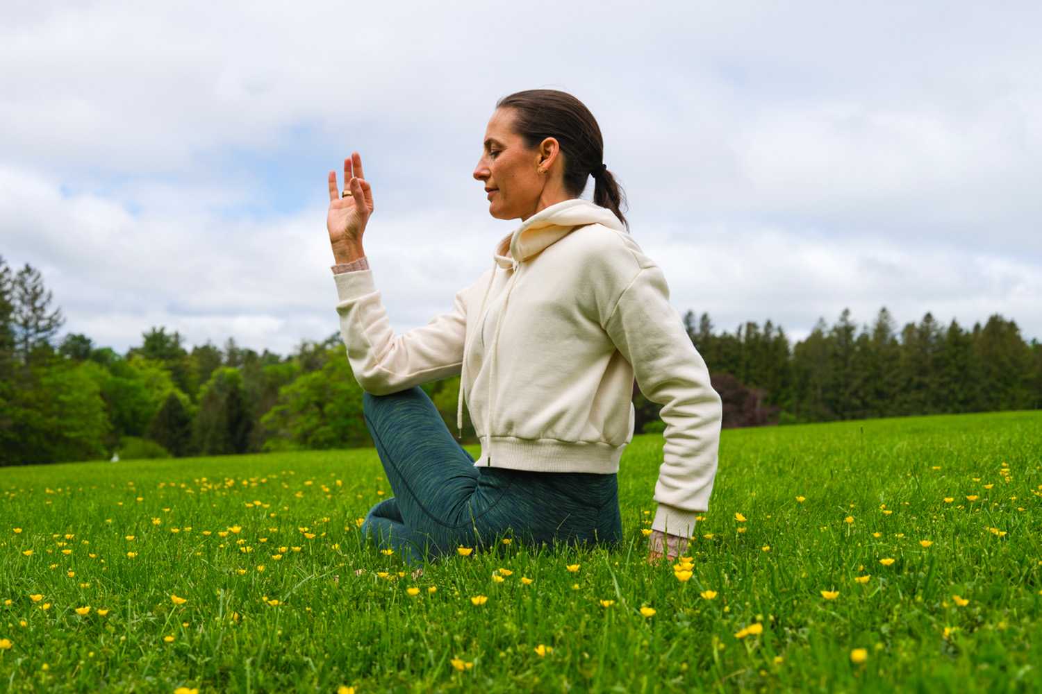 Woman Meditating in the Outdoors at Canyon Ranch Lenox Resort 