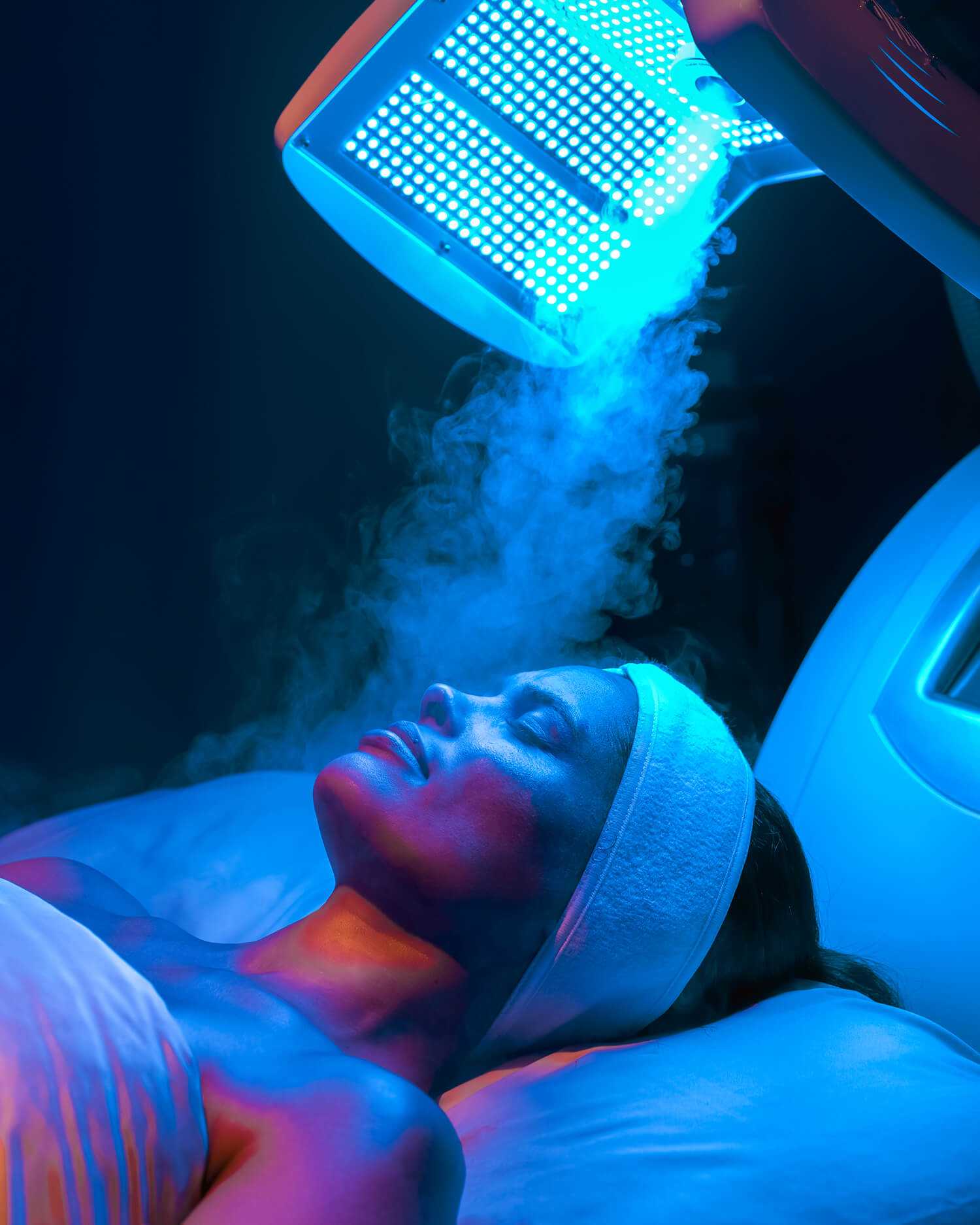 A woman getting a steam facial