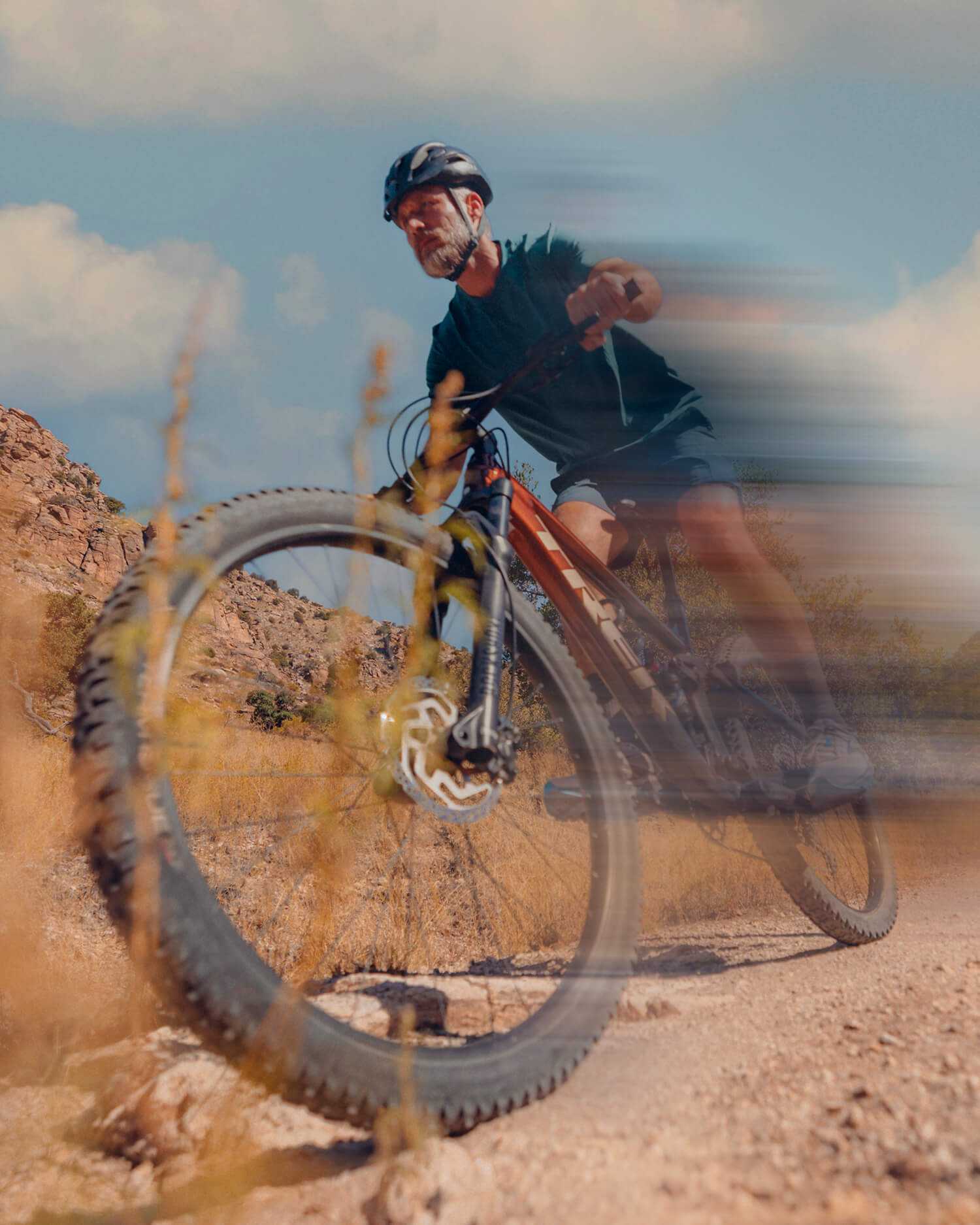 A man riding a mountain bike